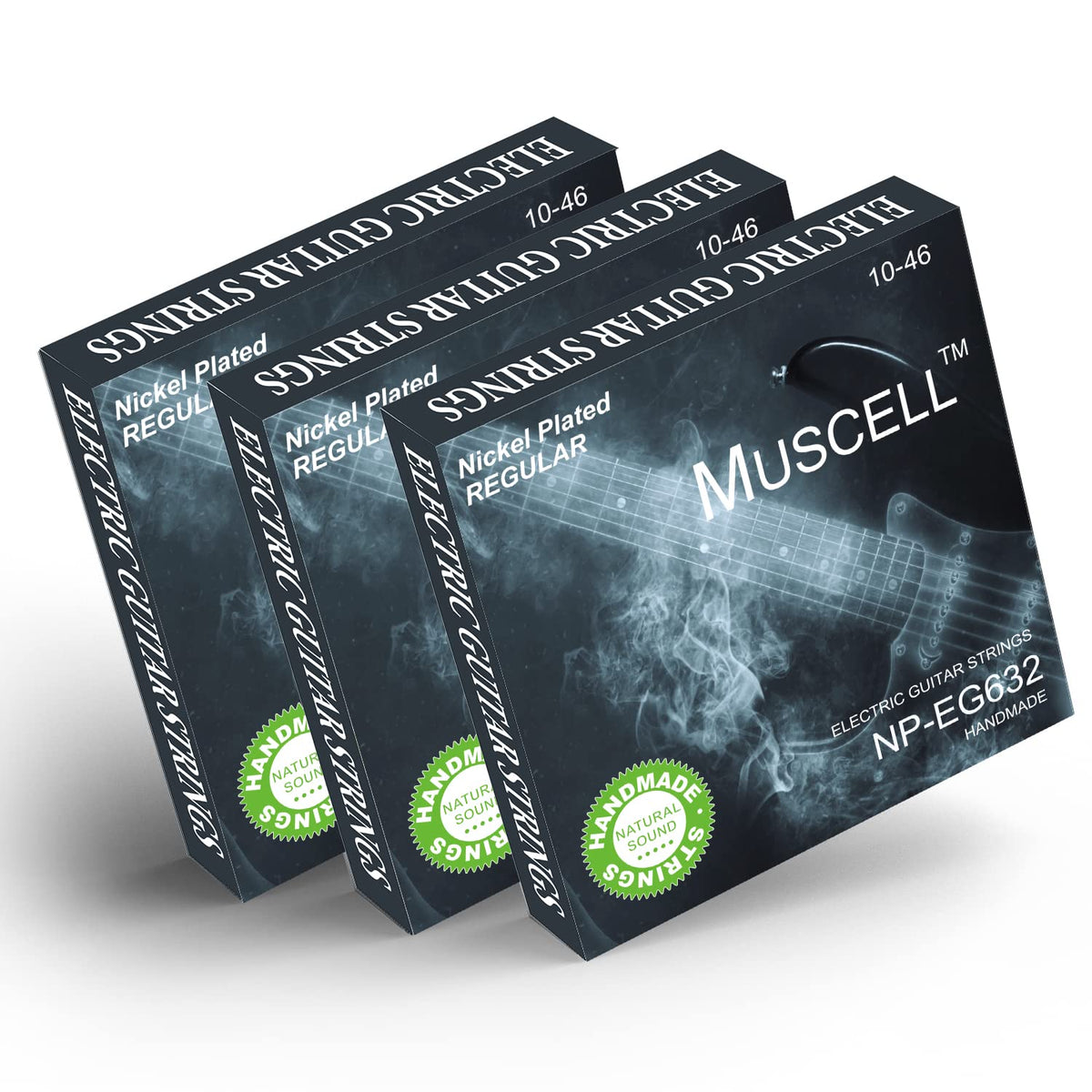 Muscell Electric Guitar Strings Handmade Nickel Plated Hex Steel Colorful Ball End 3 Packs 6 String Regular 10 46