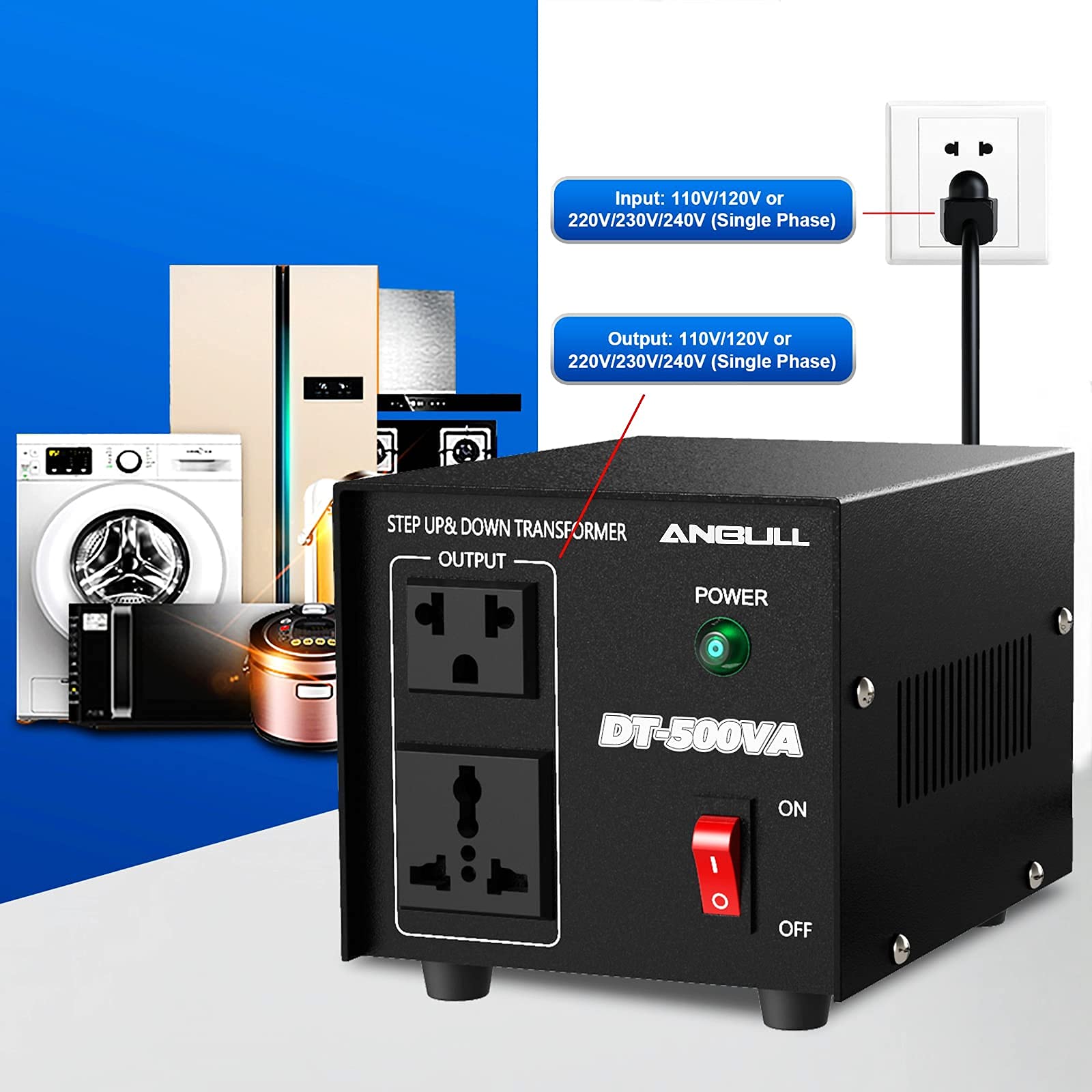 Anbull Voltage Converter 500 Watt Voltage Transformer, 220V / 230V / 240 Volt To 110V / 120 Volt Or 110V / 120 Volt To 220V / 23