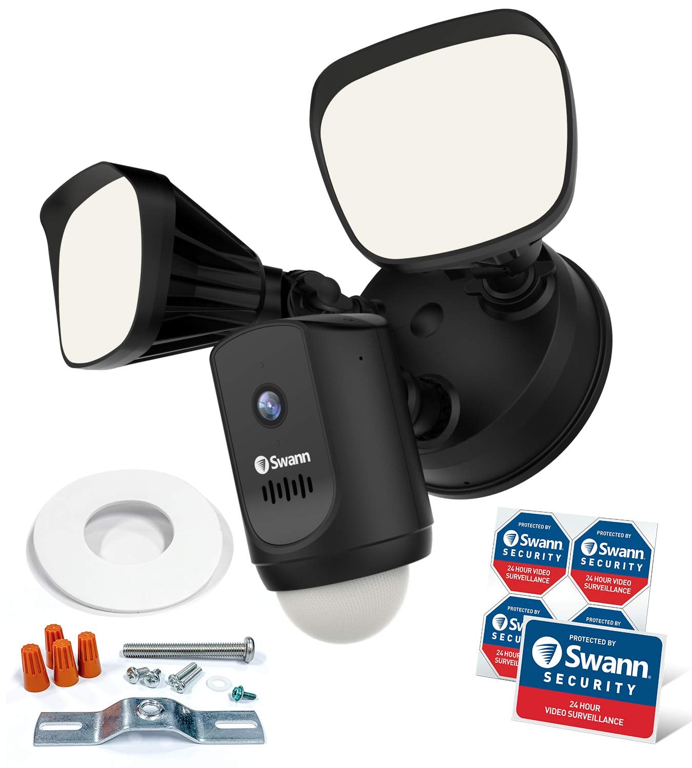 Swann Floodlight Security Camera w/Dimmable Motion Lighting, 2 Way Talk, Wi-Fi Surveillance 1080p HD, Indoor/Outdoor Color Night