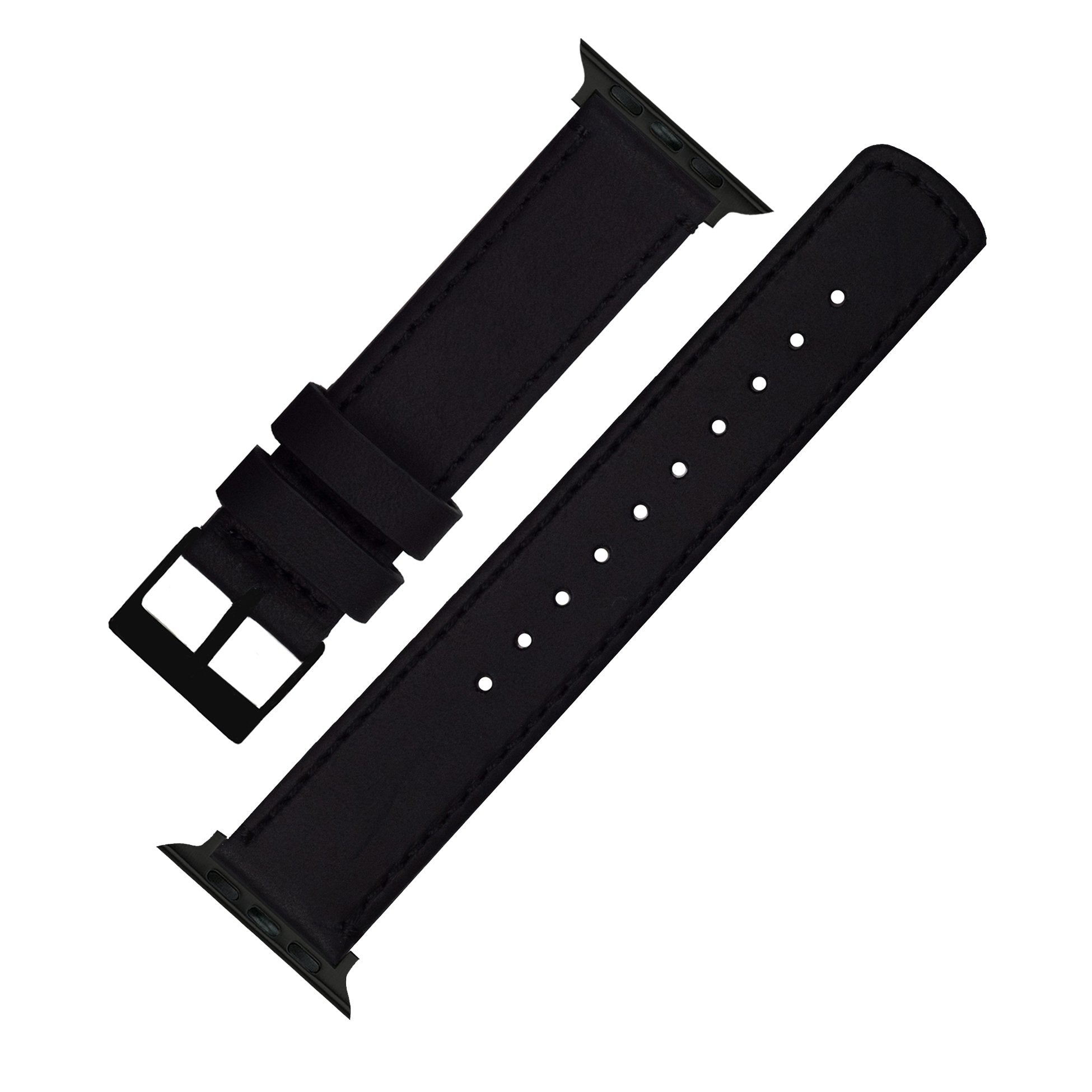 42Mm/44Mm/45Mm/49Mm Black   Barton Top Grain Leather Watch Bands Compatible With All Apple Watch Models   Black Hardware