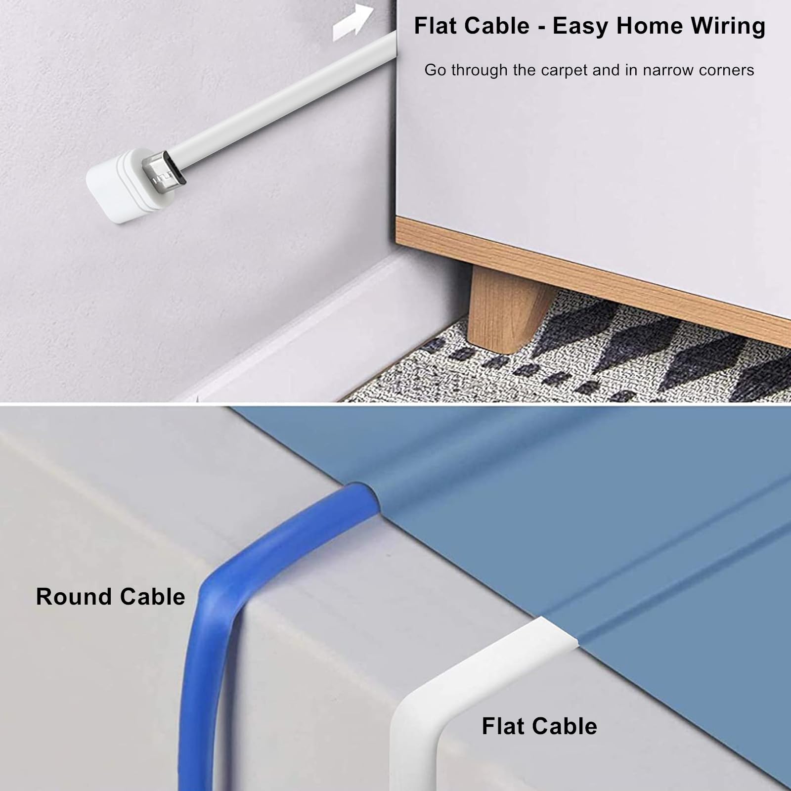 Weishan 50Ft Power Extension Cable Compatible With Wyze Cam Pan V3 Security Camera   15M Long Flat Usb To Micro Usb L Shaped 90