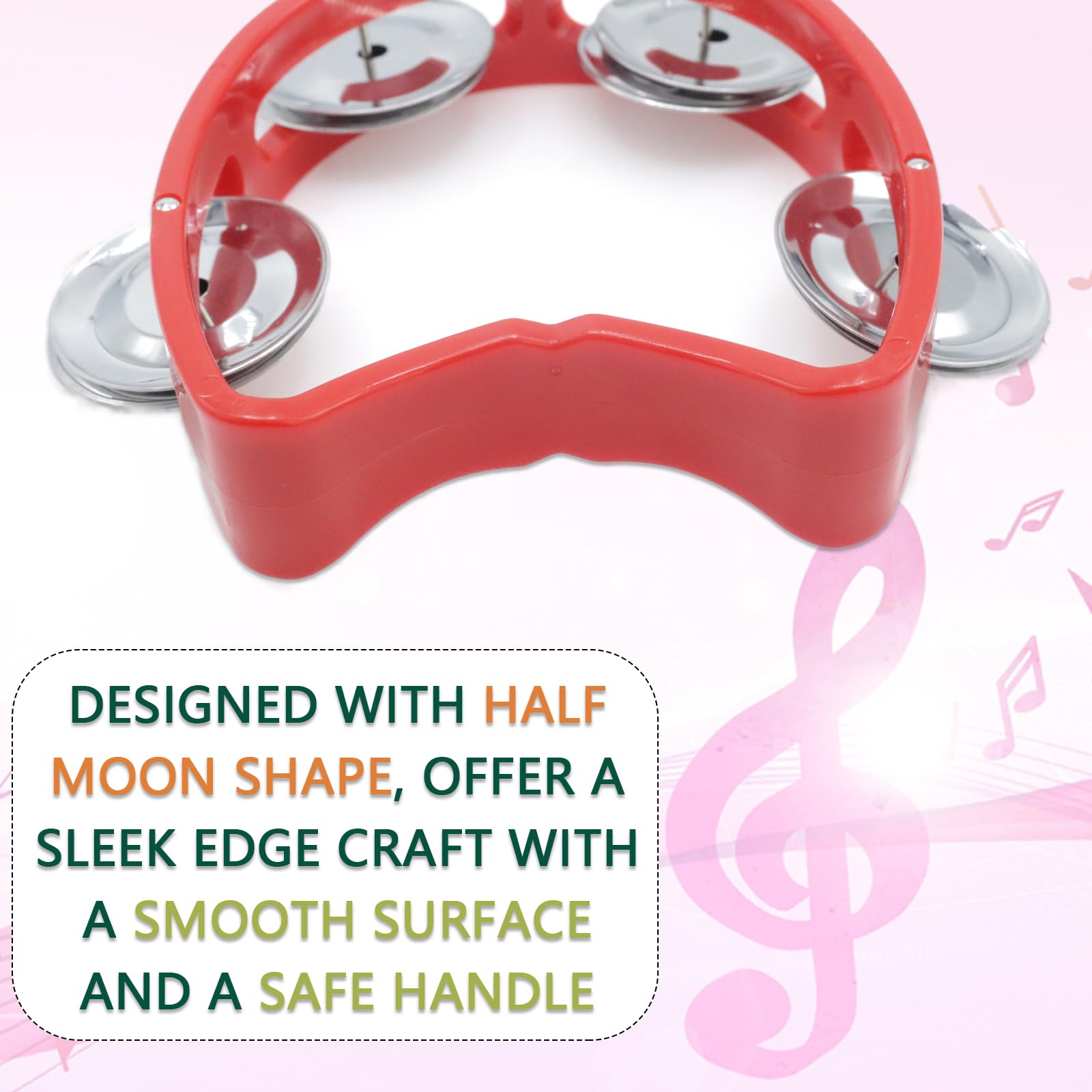 Cheerock 4 Pack Plastic Percussion Handheld Tambourines With 4 Jingle Bells, Mini Hand Bell Percussion, Musical Rhythm Instrumen
