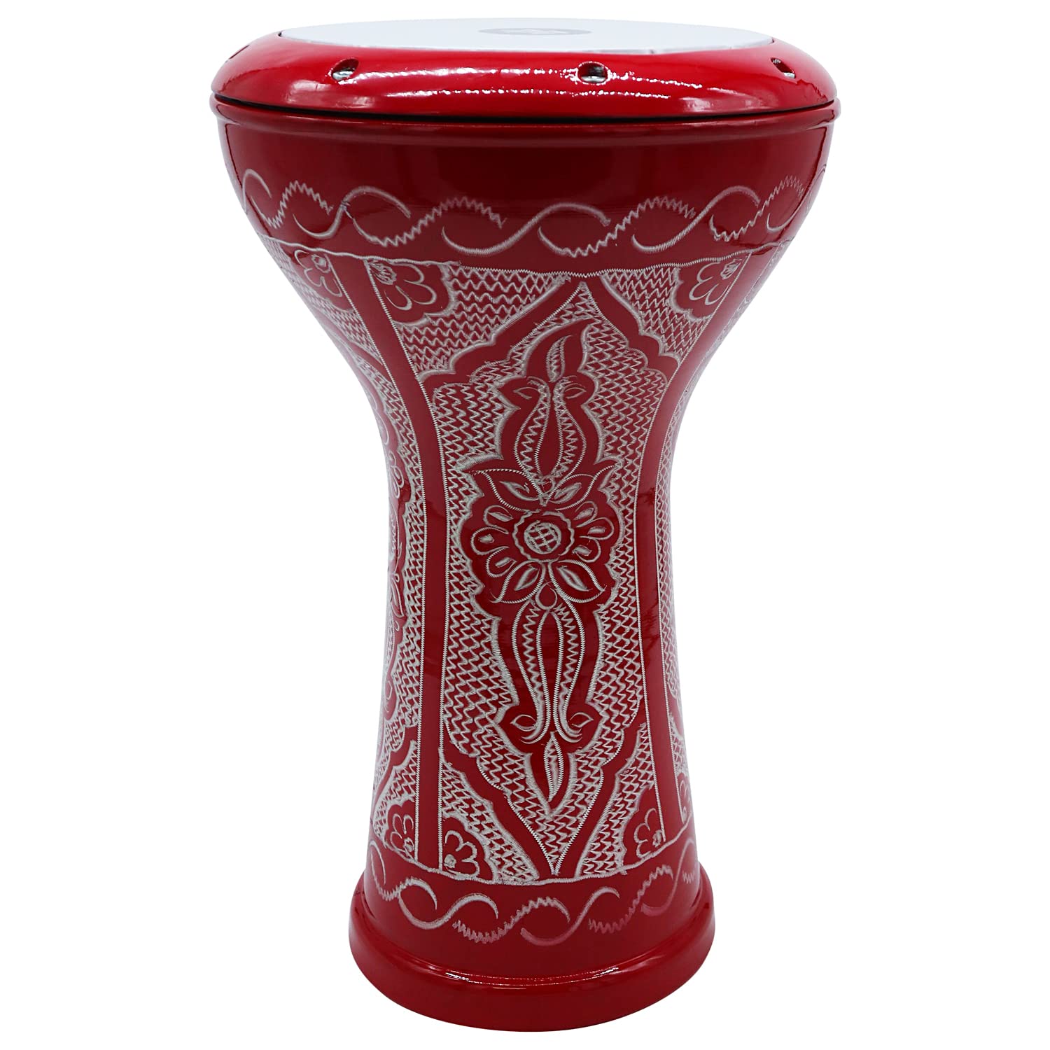 The 17 ' ' Wave Zaza Percussion Egyptian Style Darbuka Doumbek (Glowing Red   Engraved)