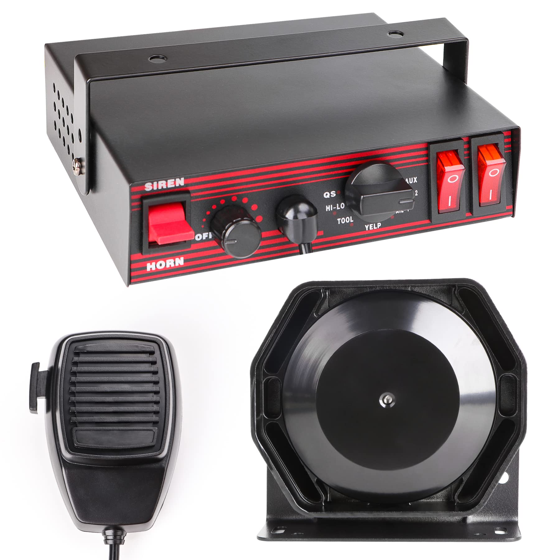 Police Siren 8 Tones Warning Emergency Siren Pa System With Handheld Microphone 12V 200W For Police Car,The Ambulance,Fire Truck