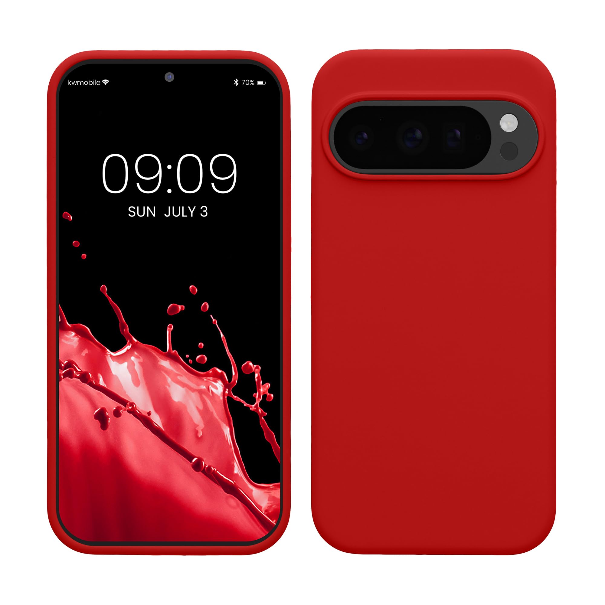 kwmobile Case Compatible with Google Pixel 10 / Pixel 10 Pro Case - TPU Silicone Phone Cover with Soft Finish - Classic Red