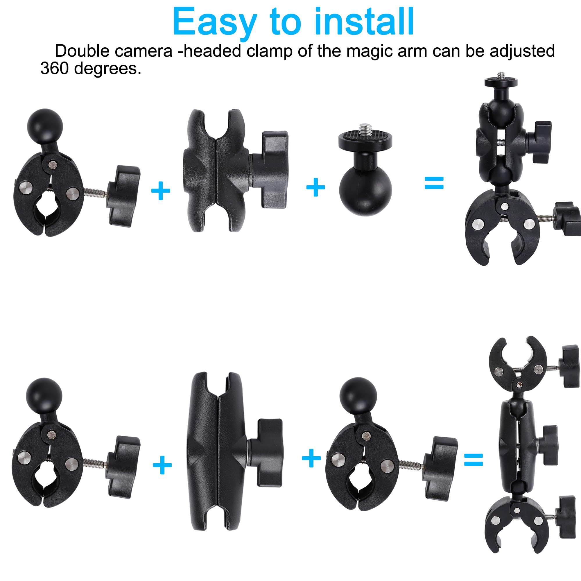 Pellking Motorcycle Mount Kit For Insta360 One X4 X3 X2 Rs  Double Clamps Handlebar Holder With 155Cm Selfie Stick For Motorcycl