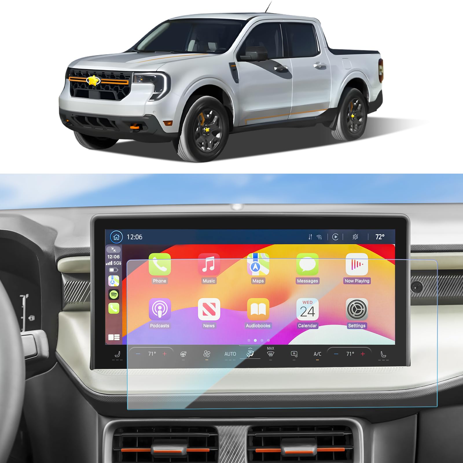 Sktu For 2025 Ford Maverick Screen Protector For 2025+ Ford Maverick (Xl/Xlt/Lariat/Tremor) 13.2 Inch Sync4 Infotainment Touchsc