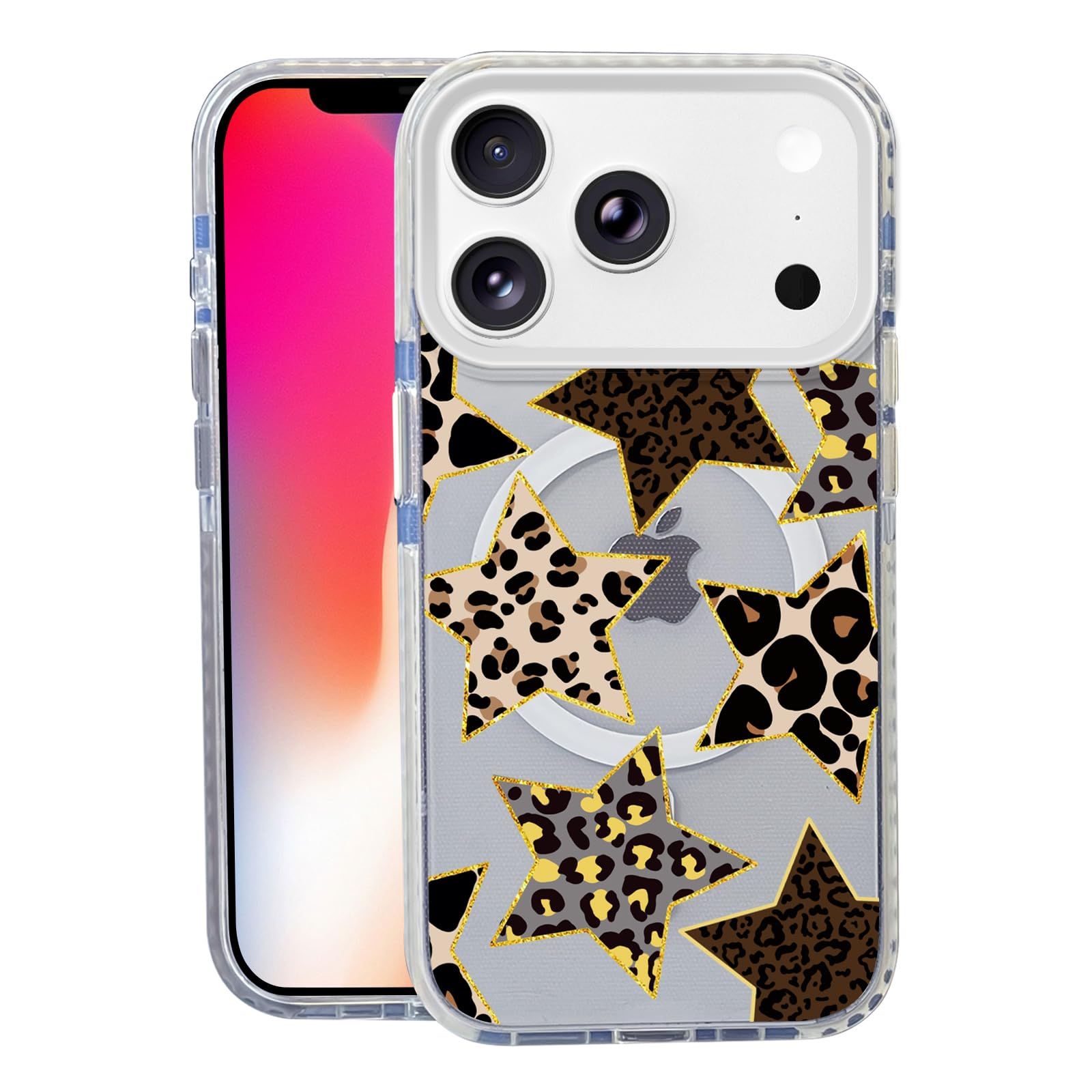 Nimeey Leopard Print Stars for iPhone 17 Pro Max Case,MagSafe Compatible,Matte Soft Slim Shockproof Cover,Anti-Fingerprint,Anti-