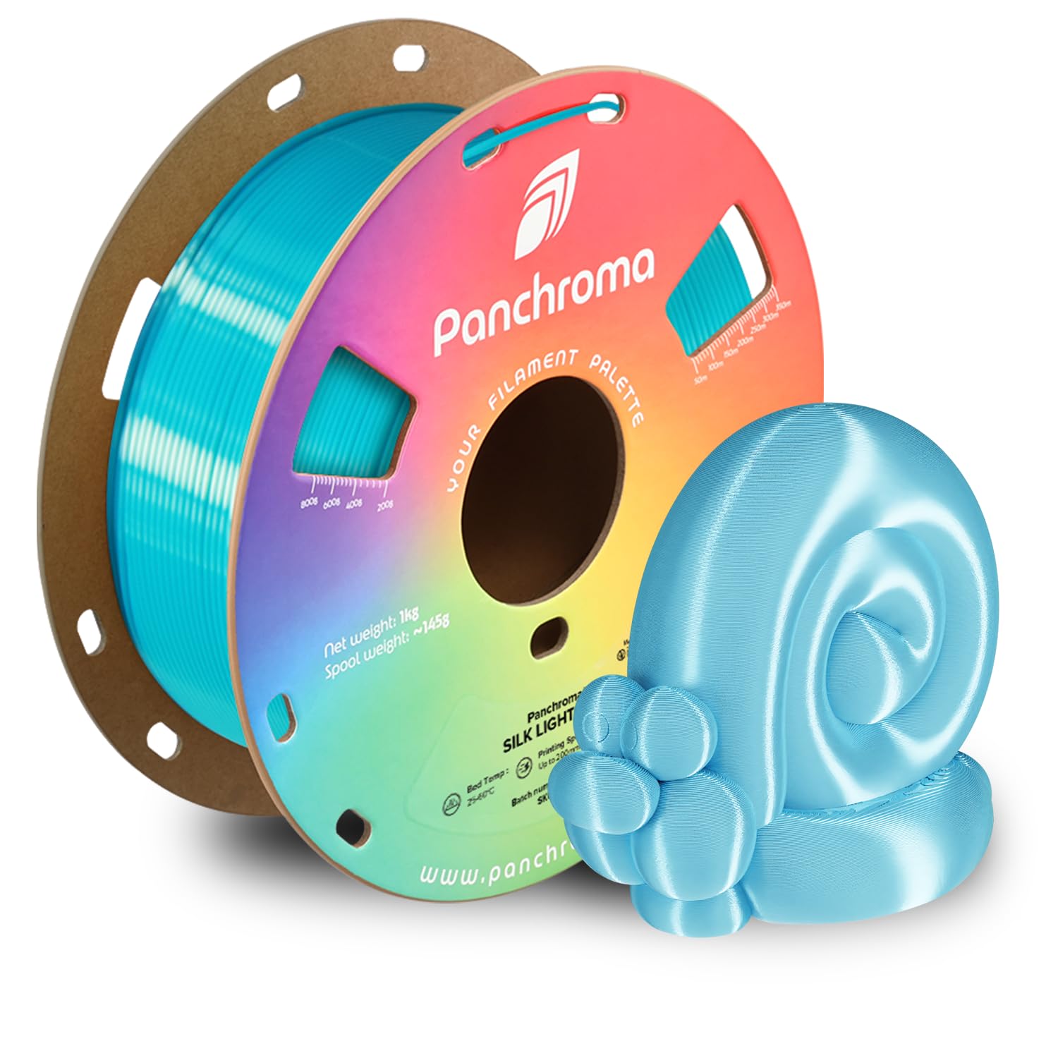 Polymaker Panchroma Silk PLA Filament 1.75mm 1kg, Shiny Light Blue, New and Improved Formula, Better Strength, Printing Speed an