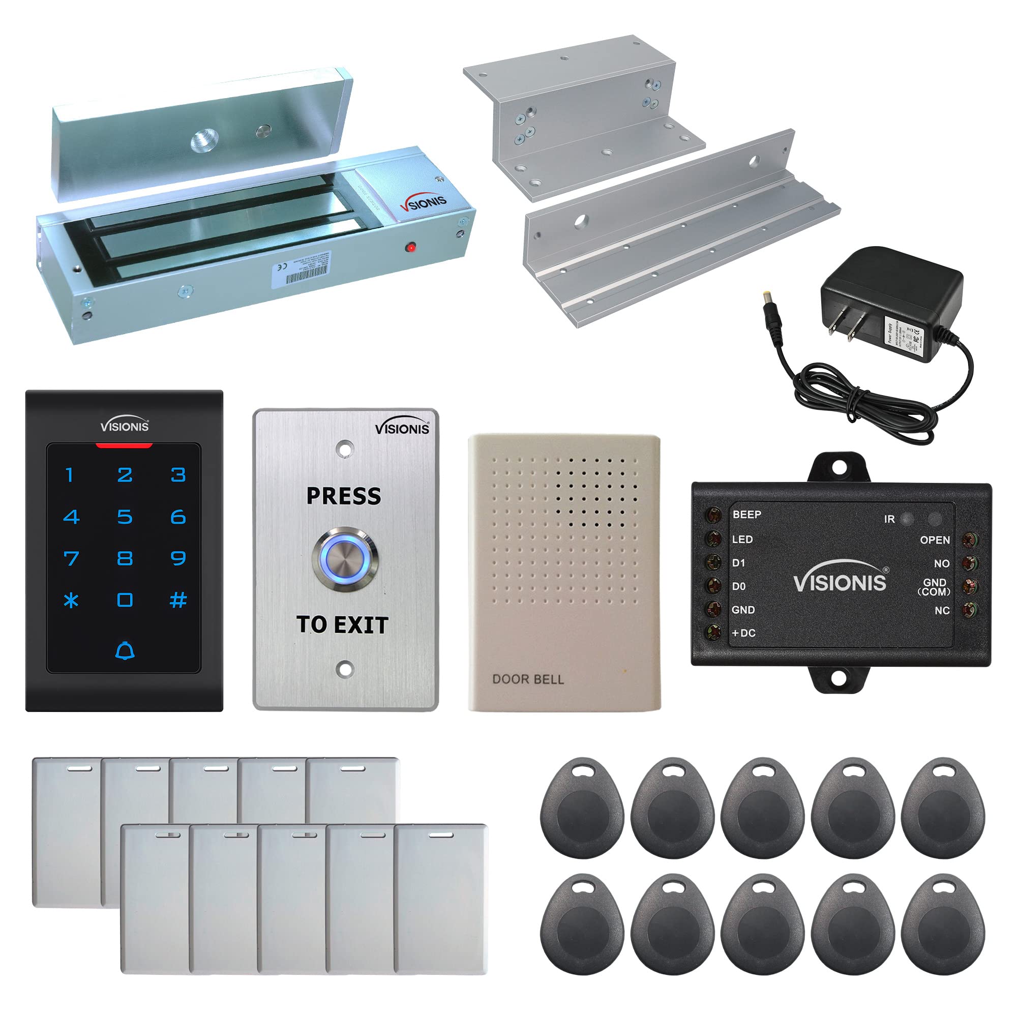 Visionis Fpc 5331 One Door Access Control In Swinging Door 1200Lb Maglock + Vis 3002 Indoor Use Only Keypad/Reader Standalone Wi