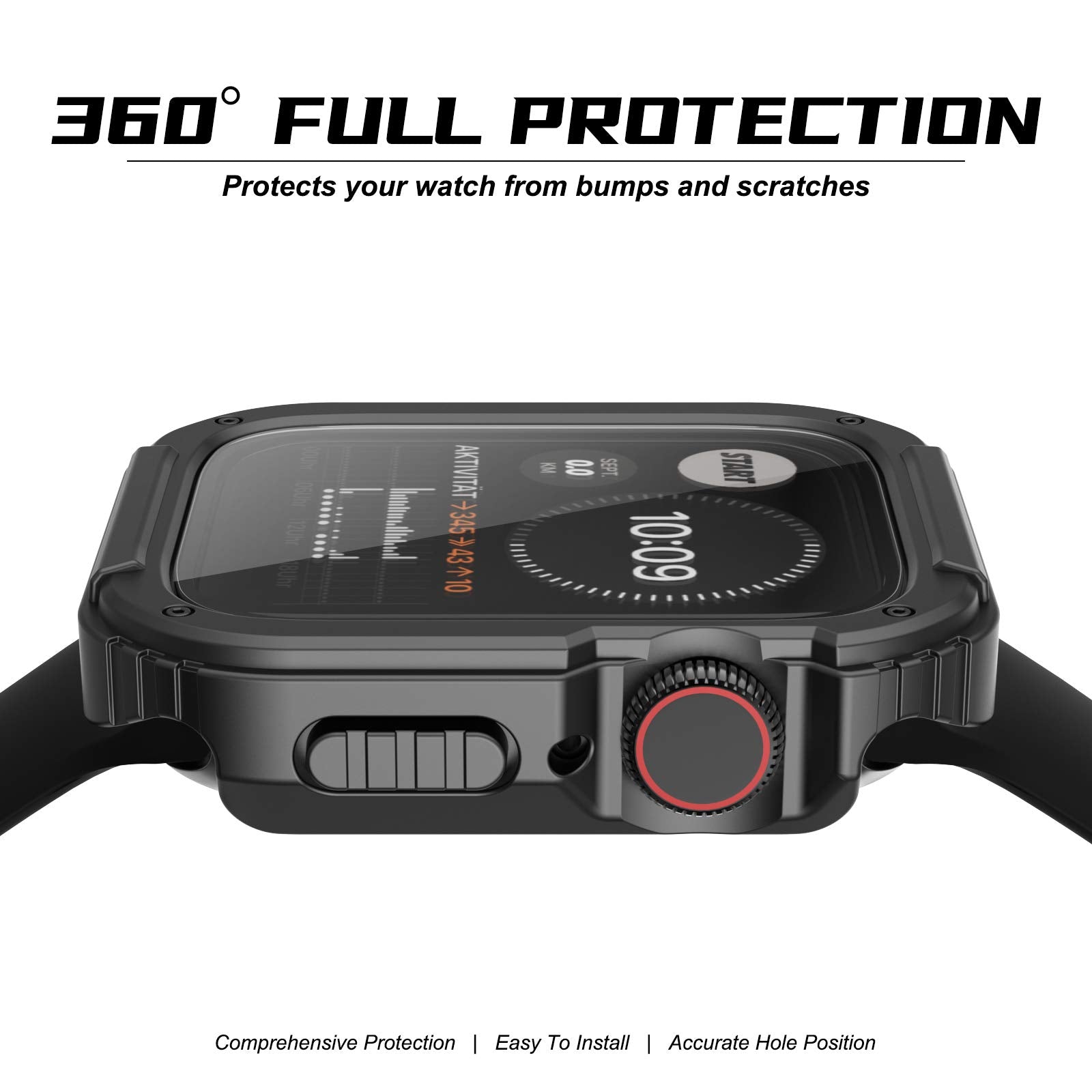 Recoppa For Rugged Apple Watch Case 38Mm Series 3/2/1 With Screen Protector, Durable Military Grade Quattro Pro Series Drop Proo