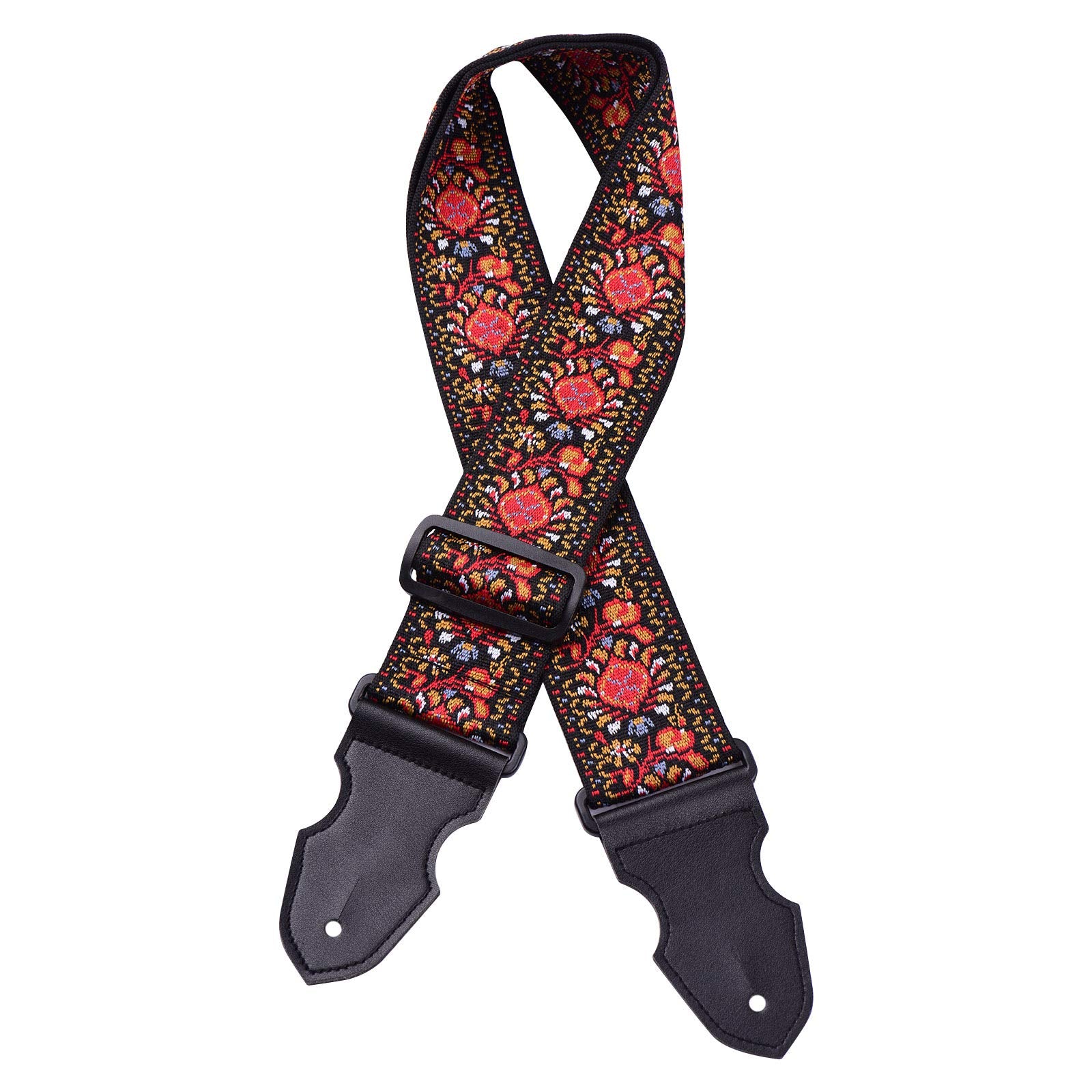 Decdeal Adjustable Guitar Strap Broadened Lengthened 6cm Jacquard Weave Shoulder Belt with Guitar Picks Strap Lock Button Headst