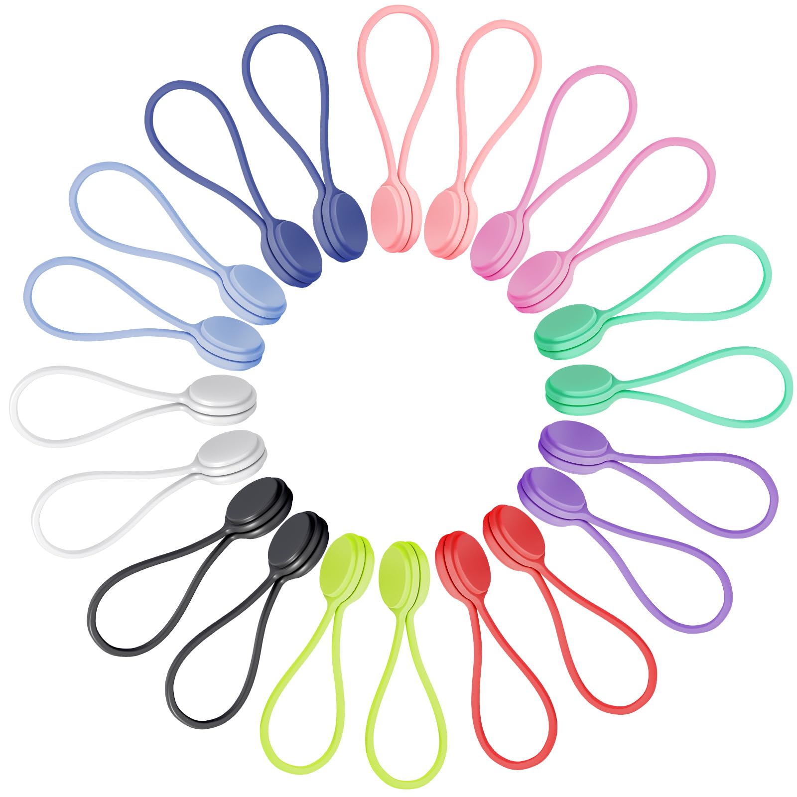Joseche Reusable Silicone Magnetic Cable Ties For Bundling And Organizing, Hanging & Holding Stuff, Book Markers, Fridge Magnets