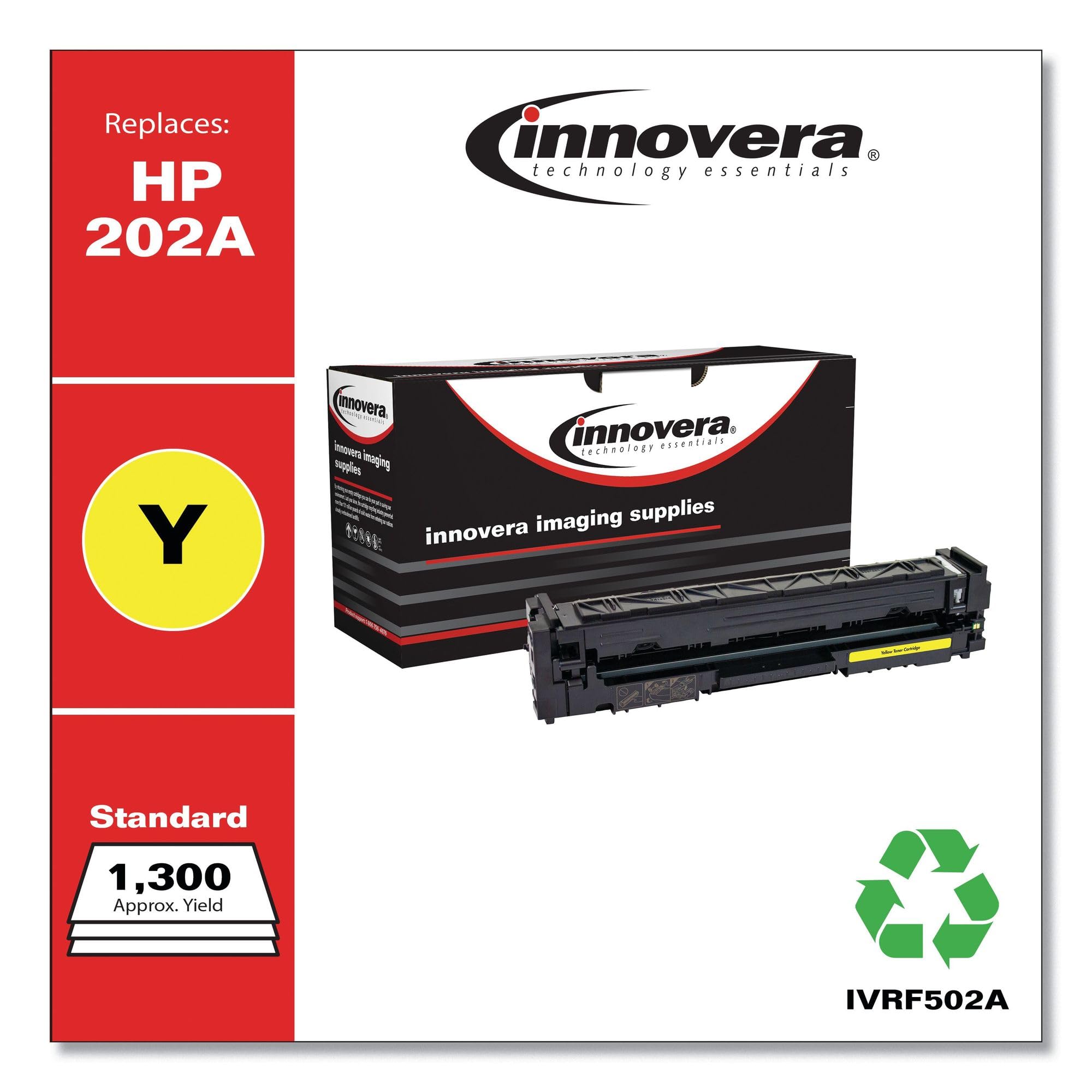 Innovera Remanufactured Yellow Toner, Replacement For 202A (Cf502A), 1,300 Page Yield