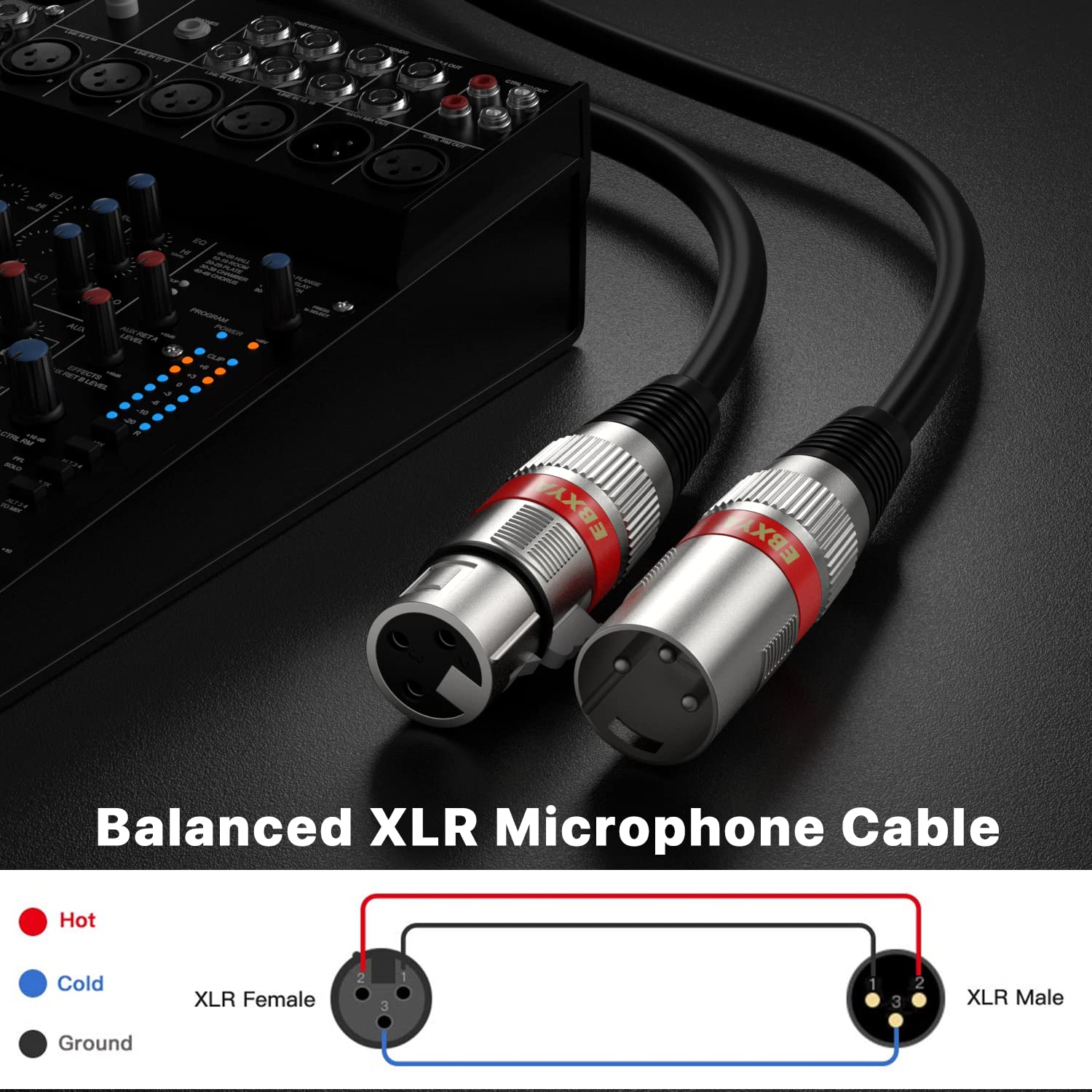 Ebxya Xlr Cable 20Ft 4 Pack   Mic Cables Balanced Dmx Cable Male To Female Suitable For Microphones, Radio Station, Stage Lighti
