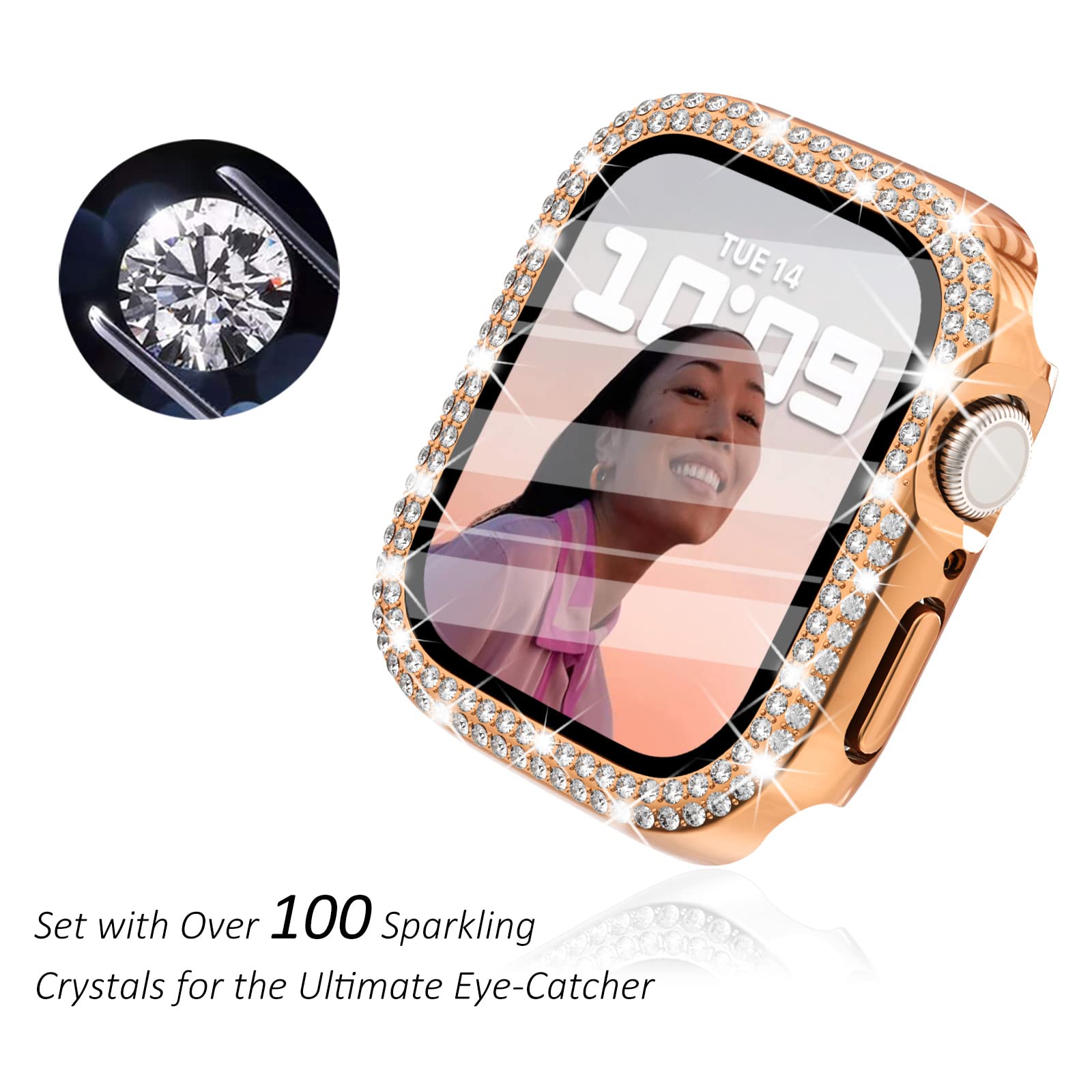 Surace 42Mm Case Compatible With Apple Watch Case With Screen Protector, Bling Diamond Overall Protective Case Compatible With A