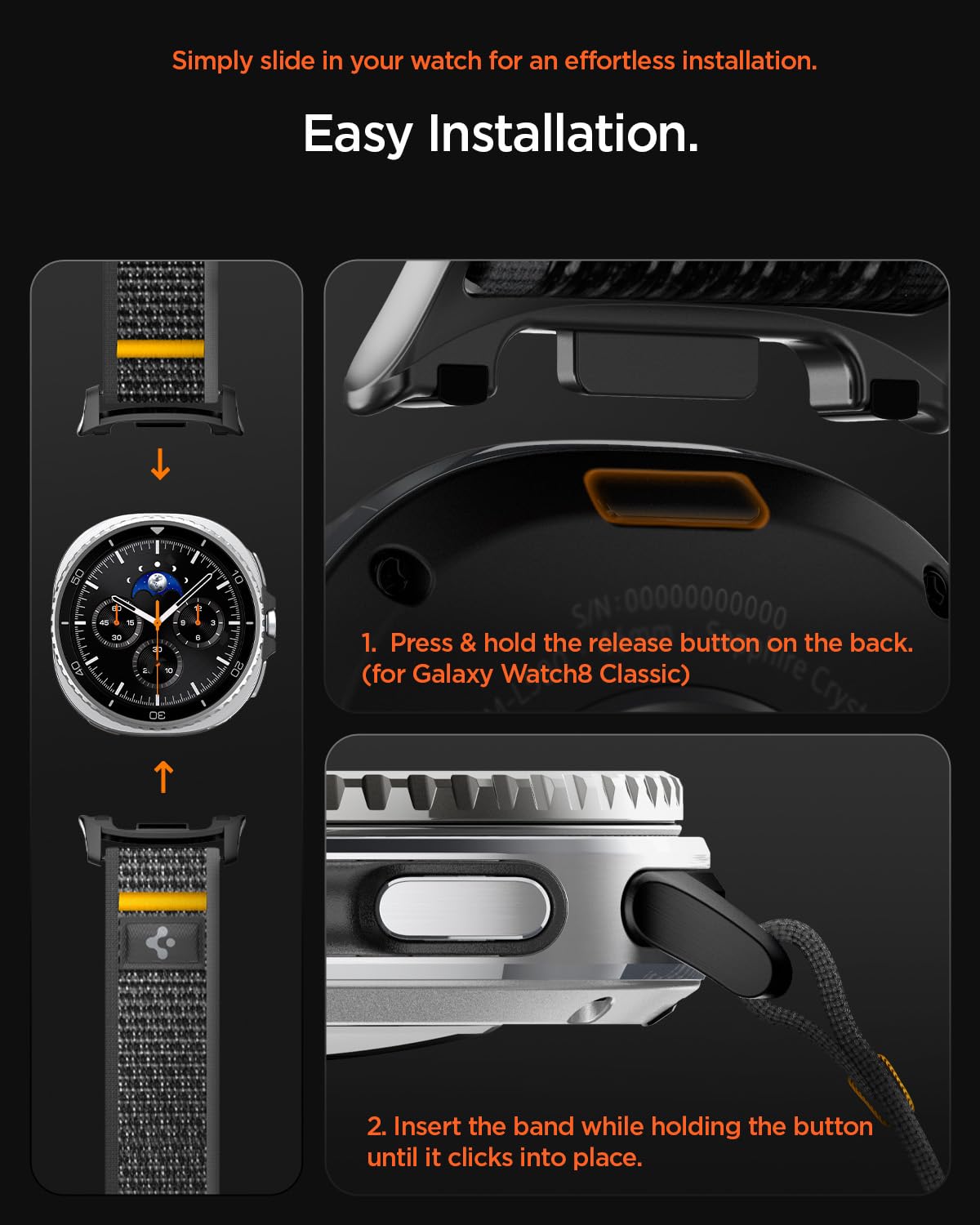 Spigen Athlex Air Designed For Samsung Galaxy Watch 8 44/40Mm, 8 Classic 46Mm Band Adjustable Solo Loop Strap (2025) - Active Bl