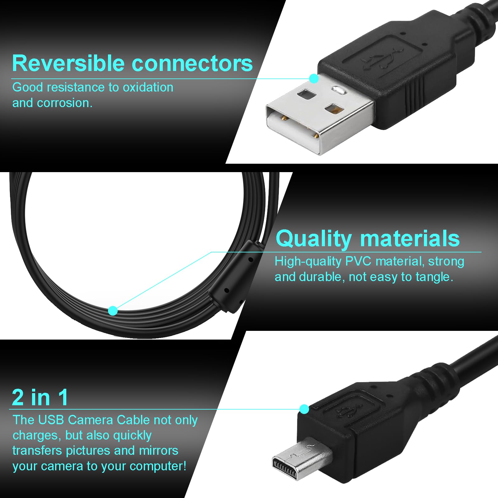 Gneinour Uc E6 Usb Cable For Nikon Coolpix S4000 S3700 S6500 S3500 S6600 S6300, P100 P530, Compatible With Nikon Digital Slr Dsl