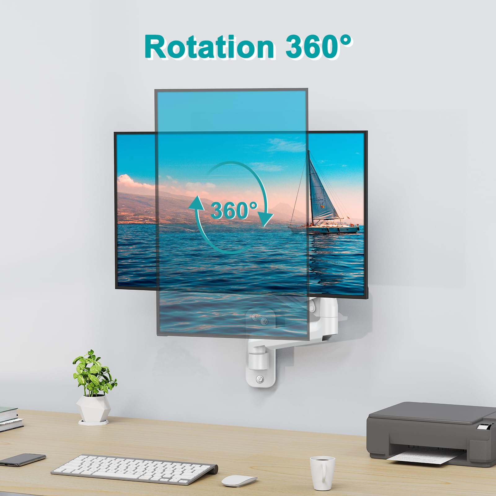 Mount Pro Single Monitor Wall Mount For 13 To 32 Inch Computer Screens, Gas Spring Arm Holds Up To 17.6Lbs, Full Motion Adjustab