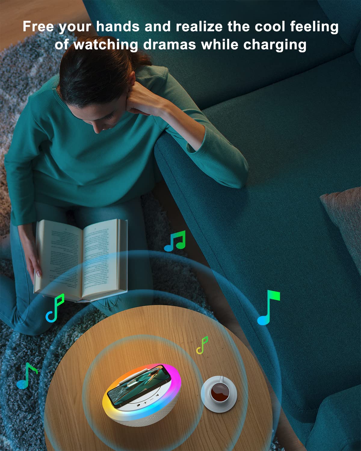 Sidvar Bluetooth Speaker Night Lightsr, Wireless Charging Modern Speaker,Best Teenage Birthday Gift Ideas Applicable For Bedroom