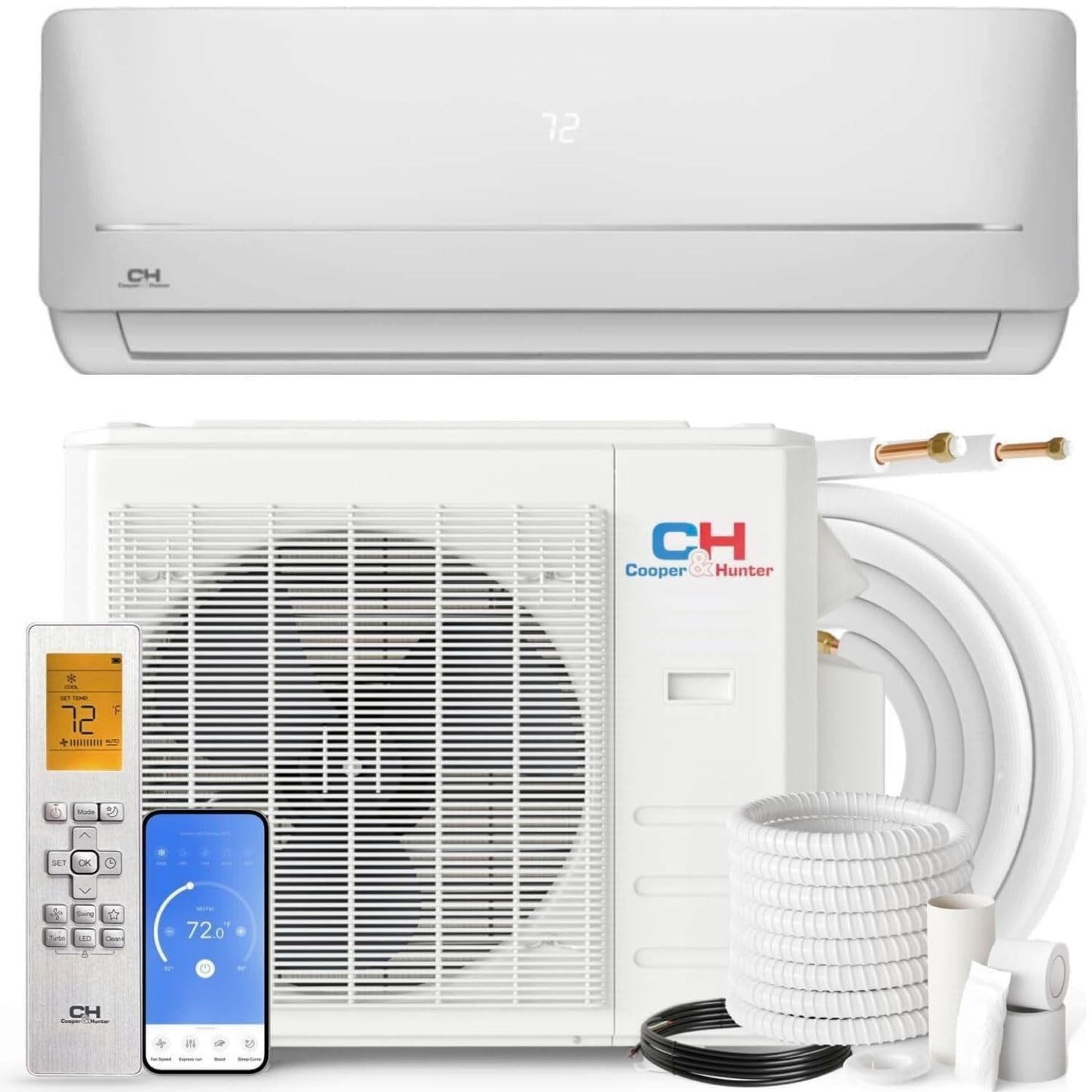 Cooper & Hunter 24,000 Btu, 230V, 17 Seer Ductless Mini Split Ac/Heating System Pre Charged Inverter Heat Pump With 16Ft Install