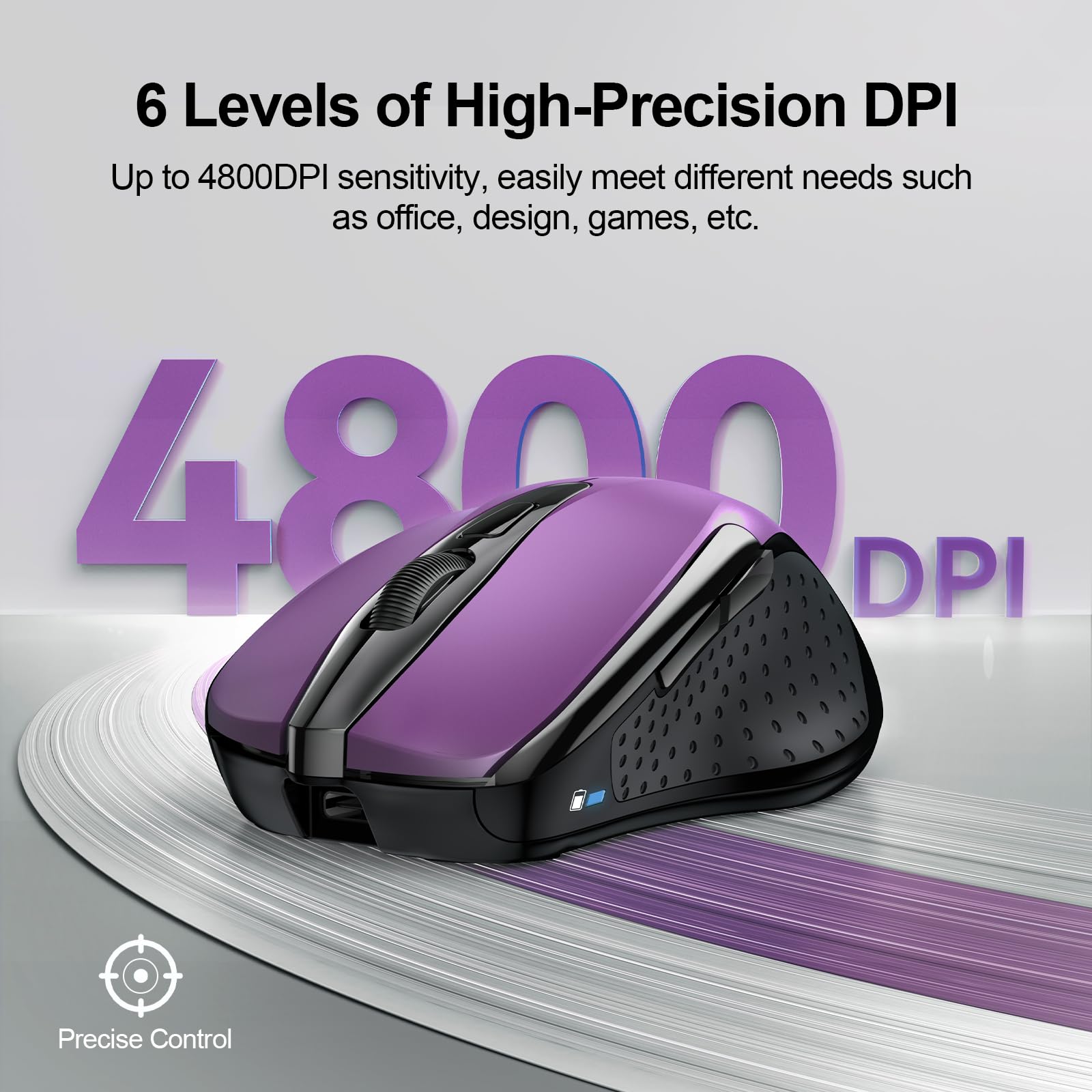 Tecknet Wireless Mouse (Bt5.0/3.0 & 2.4G) Rechargeable 4800 Dpi Silent Mouse 8 Buttons Bluetooth Mouse, Usb A Mouse Wide Compati