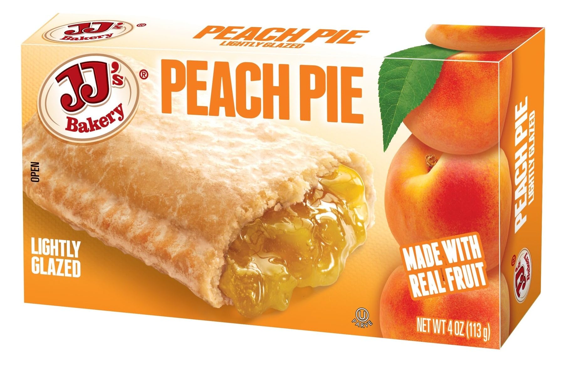 JJs Bakery Peach Snack Pies, Individual Dessert, Fresh-Baked, Perfect for Snacks, Nut-Free, Kosher Parve, 4 Oz Each (Pack of 6)