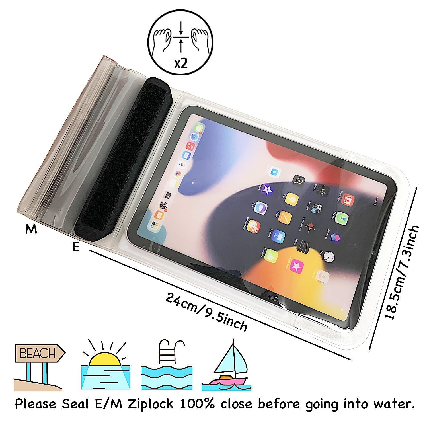 Emseek Floating Waterproof Tablet Case Dry Bag Ereader Cover Waterproof Holder Pouch For Ipad Mini Galaxy Tab A S2 E Tab M8 Zenp