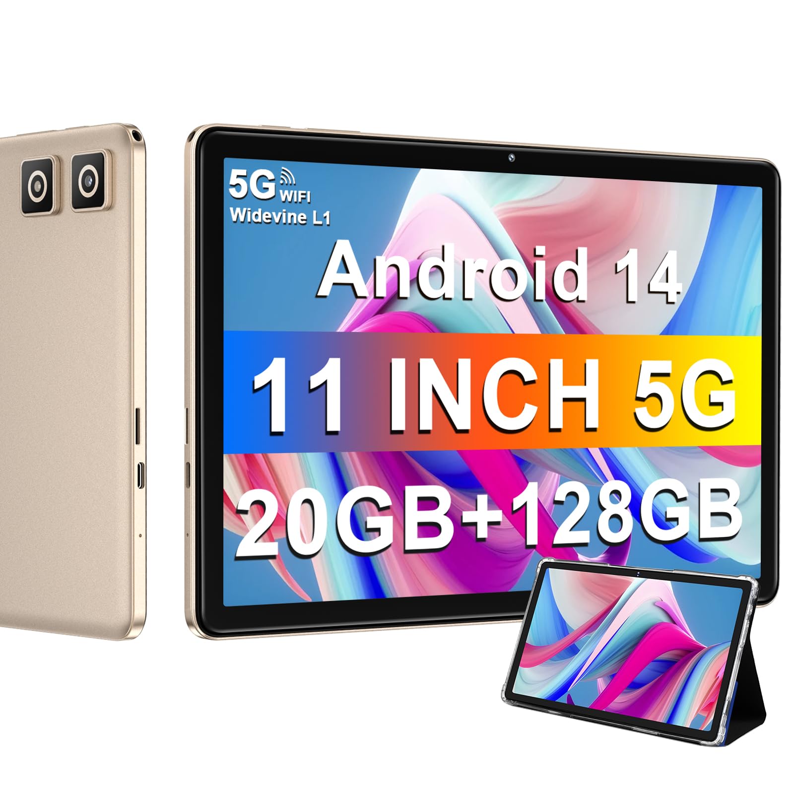 Dmoao Tablet 2024 Newest 11 Inch Tablet Android 14 Tablets With 128Gb + 20Gb Large Storage, Octa Core 2.0Ghz, 8000Mah,18W Fast C