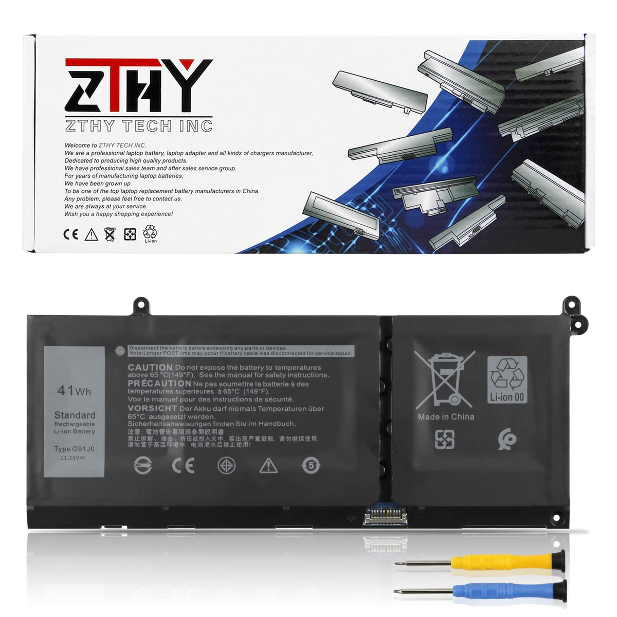 Zthy 41Wh G91J0 Battery Replacement For Dell Latitude 3320 3330 3420 3520 Inspiron 3510 3511 3515 3520 3525 3530 5320 5330 5410