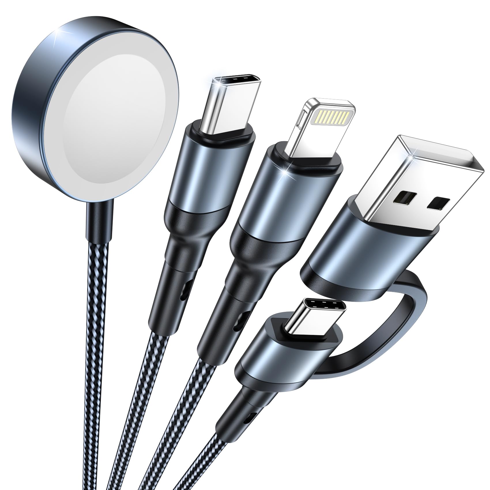 Travel Essentials 3 In 2 For Apple Watch Charger Usb C Cable Iphone Iwatch Charger Multi Charging Cable Compatible With Apple Wa