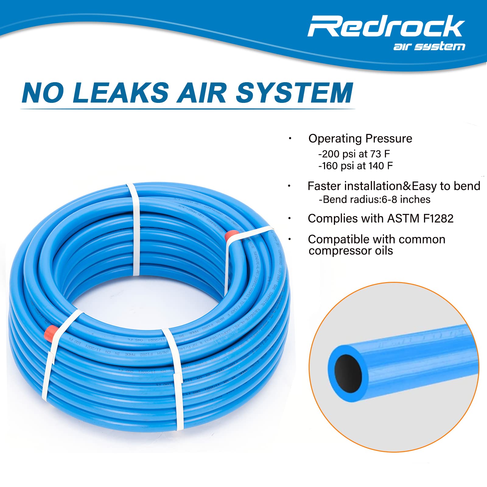 Compressed Air Piping System Pressured Leak Proof Easy To Install 3/4'' X 100 Feet Hdpe Aluminum Air Line Kit Air Compressor Hos