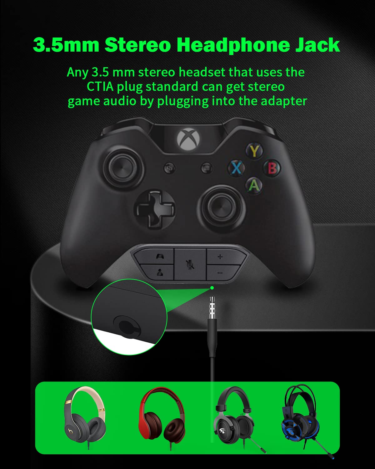 Olclss Stereo Headset Adapter, Xbox Controller Adapter Xbox Mic Adapter For Xbox One/One S/X/Elite 1/ Elite2/ Series S/X Control