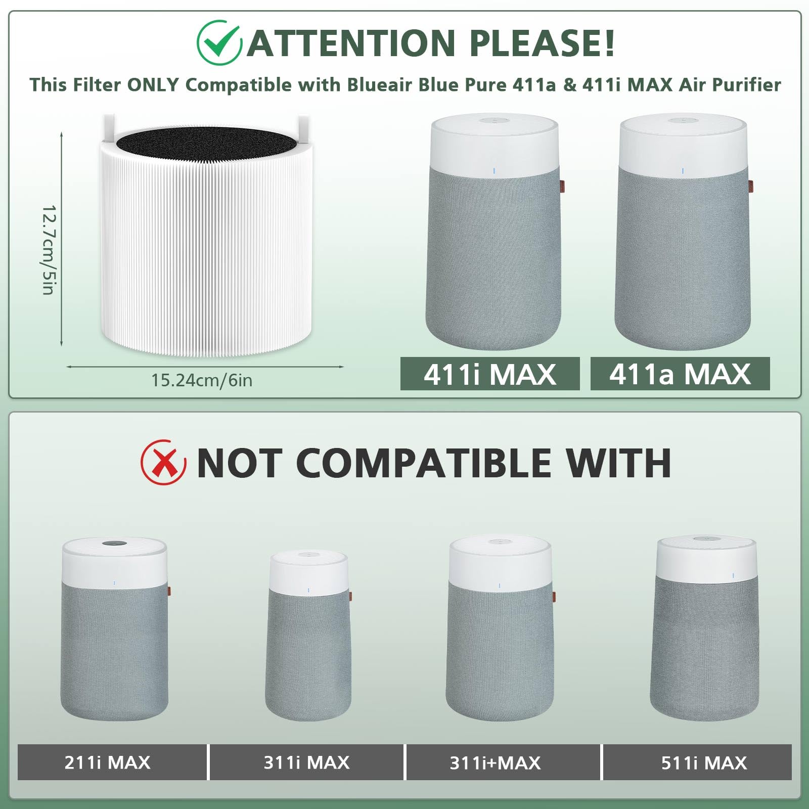 2 Pack 411I Max And 411A Max Replacement Filter,True Hepa H13 Filter, Compatible With Blue Pure 411I Max And 411A Max Air Purifi