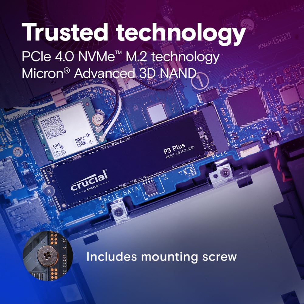 Crucial P3 Plus 500Gb Pcie Gen4 3D Nand Nvme M.2 Ssd Up To 5000Mbs   Ct500P3Pssd8