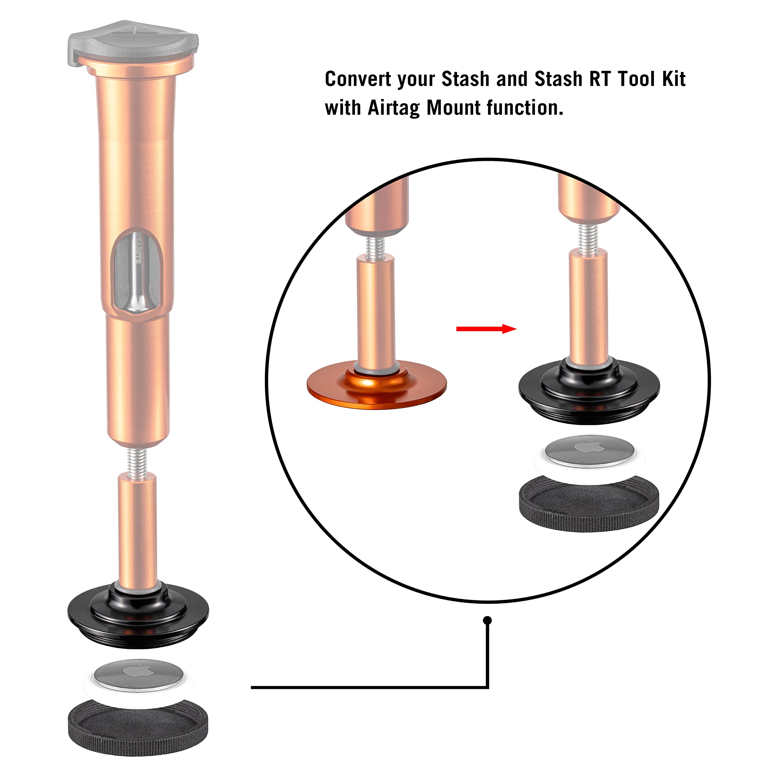 Granite Stash Airtag Bike Mount Kit   For Stash & Stash Rt With 42Mm Lower Cap   Bike Air Tag Holder Hidden Under The Fork Crown