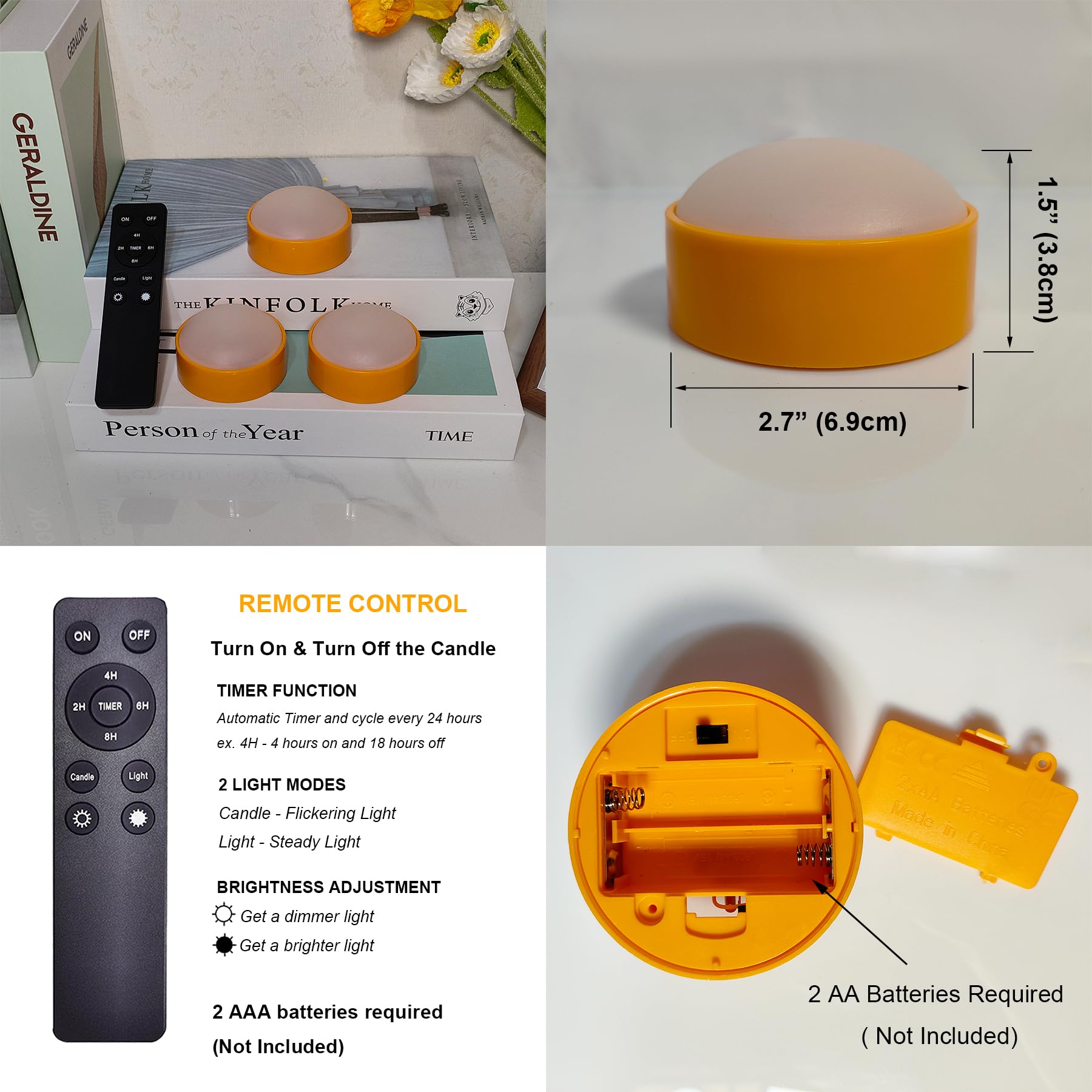 3 Pack Halloween Pumpkin Lights With Remote And Timer, Bright Flickering Battery Operated Led Light Flameless Candle Set For Pum