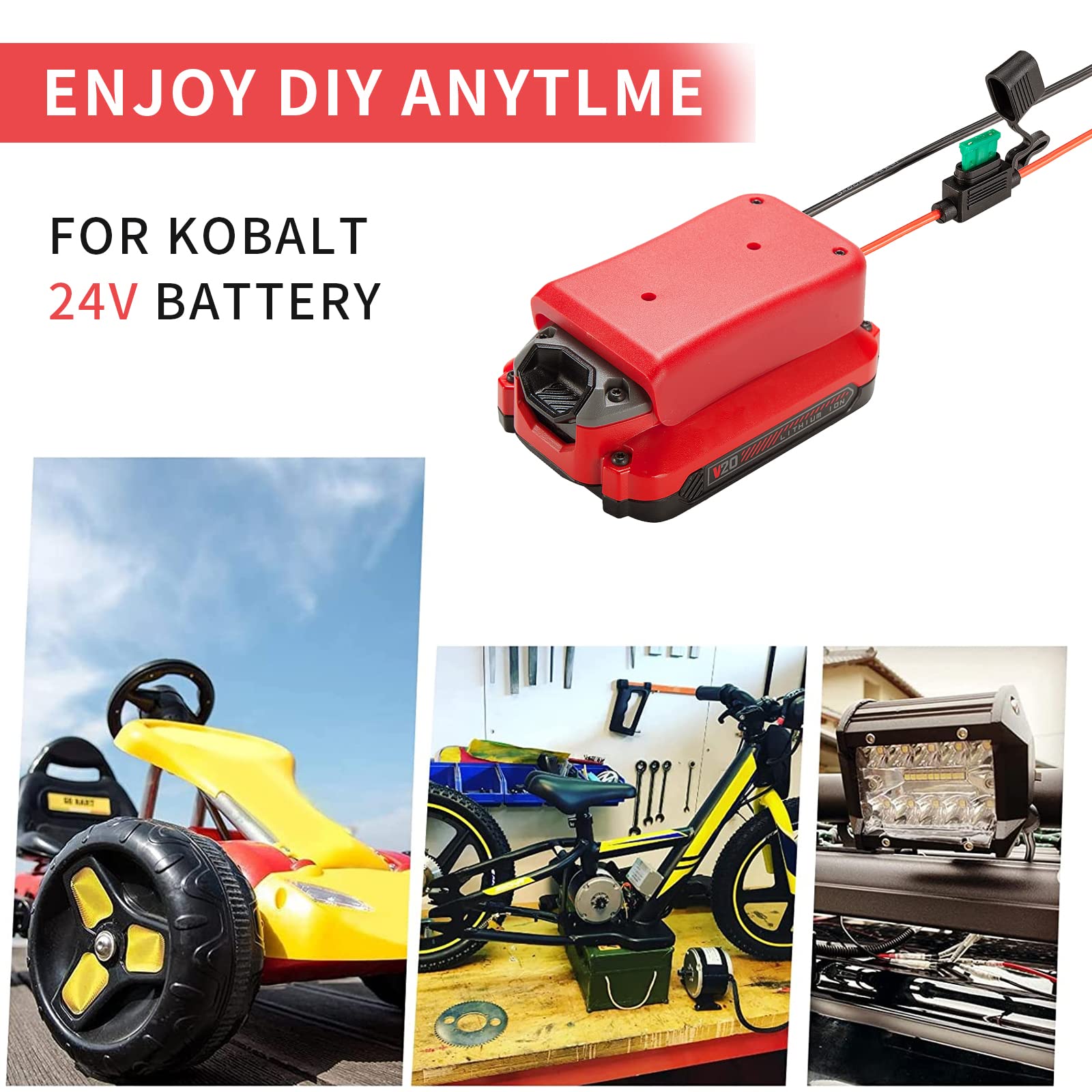 Power Wheel Adapter For Craftsman V20 20V Battery Battery Adapter With Fuse & Wire Terminal,14 Gauge Wire Power Convertor For Di