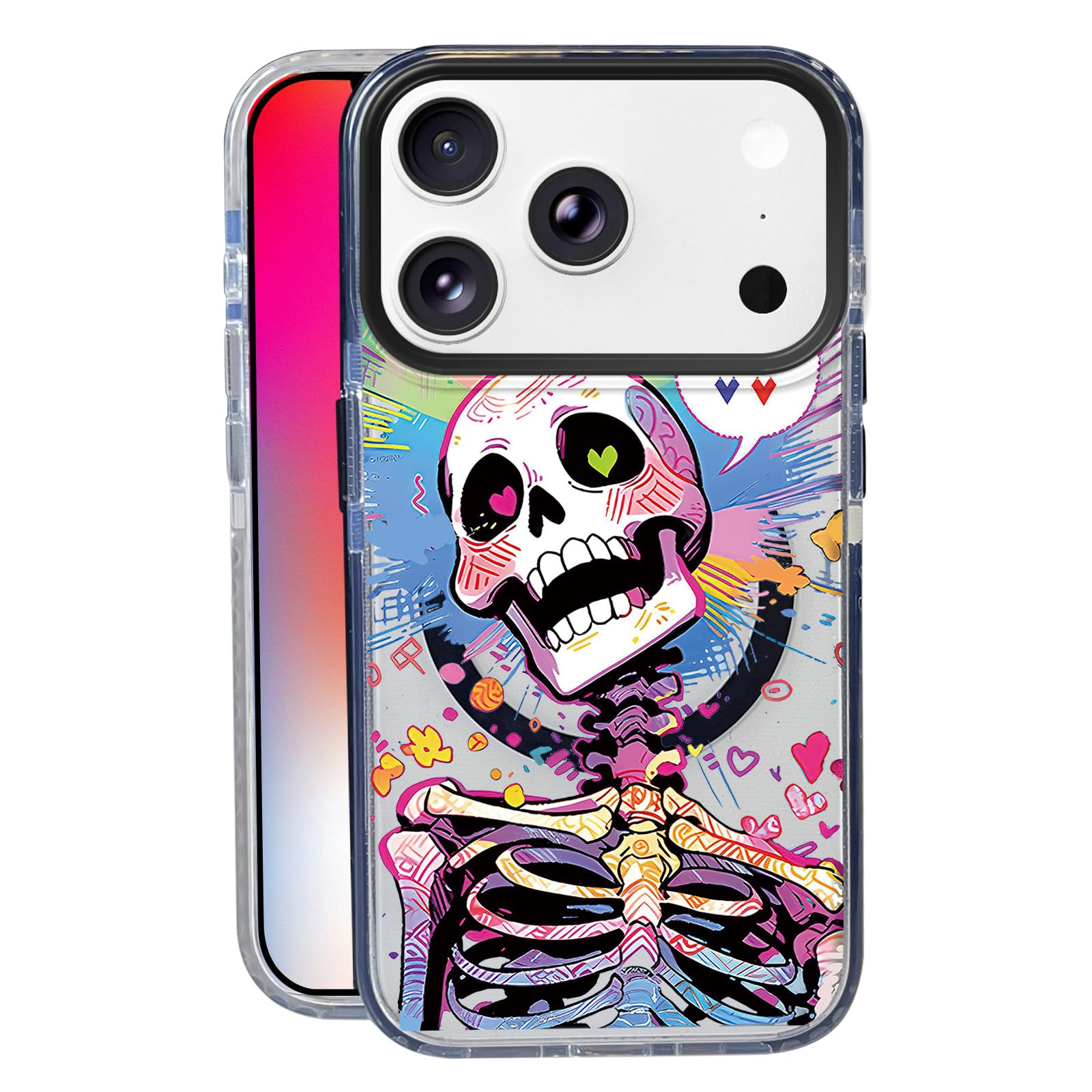 Nimeey Love Skeleton for iPhone 17 Pro Case,MagSafe Compatible,Matte Soft Slim Shockproof Cover,Anti-Fingerprint,Anti-Yellowing,
