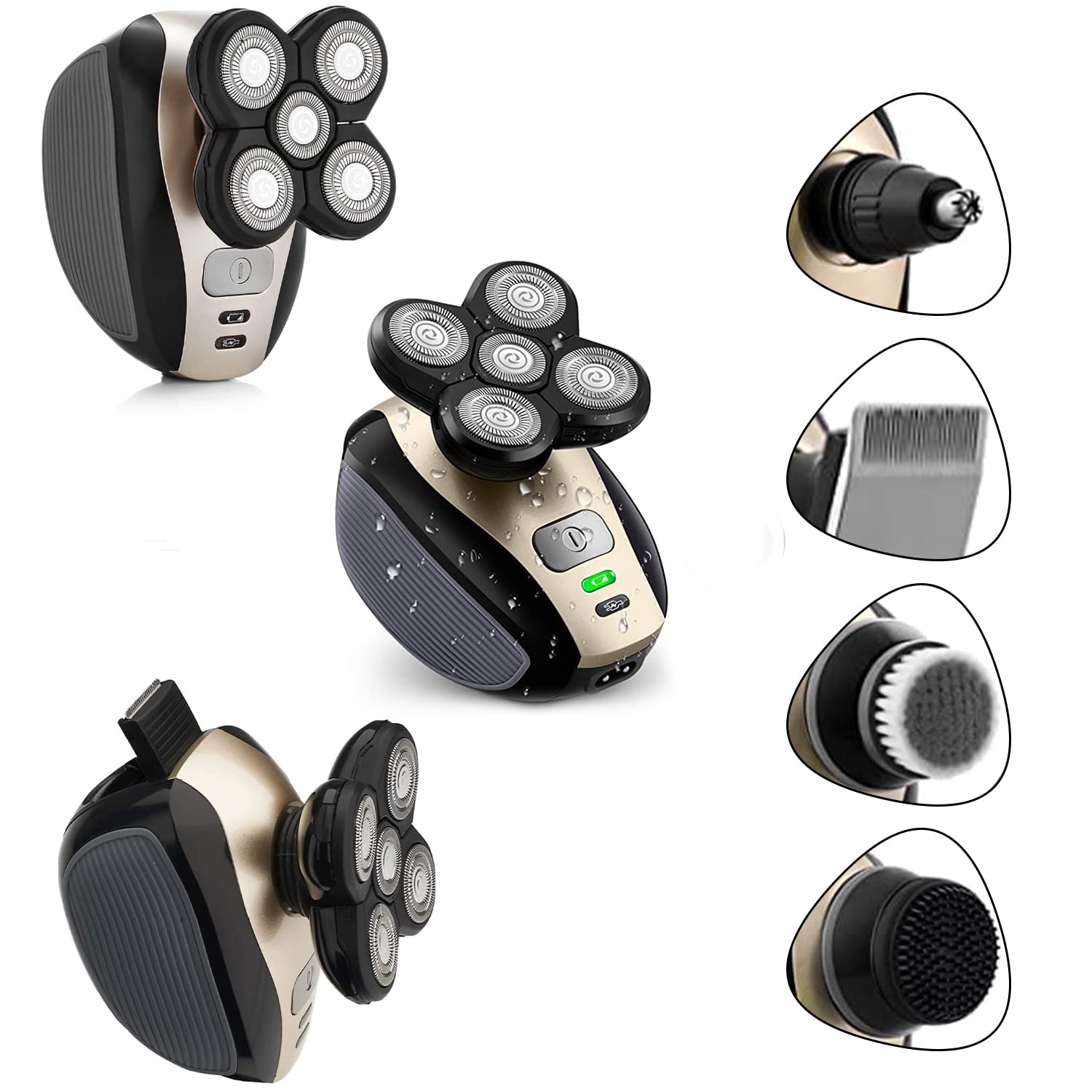 Electric Shaver Bald Head Shaver Head Shaver For Bald Men Electic Razor For Men Waterproof Cordless Trimmer For Nose Ear Face Bo
