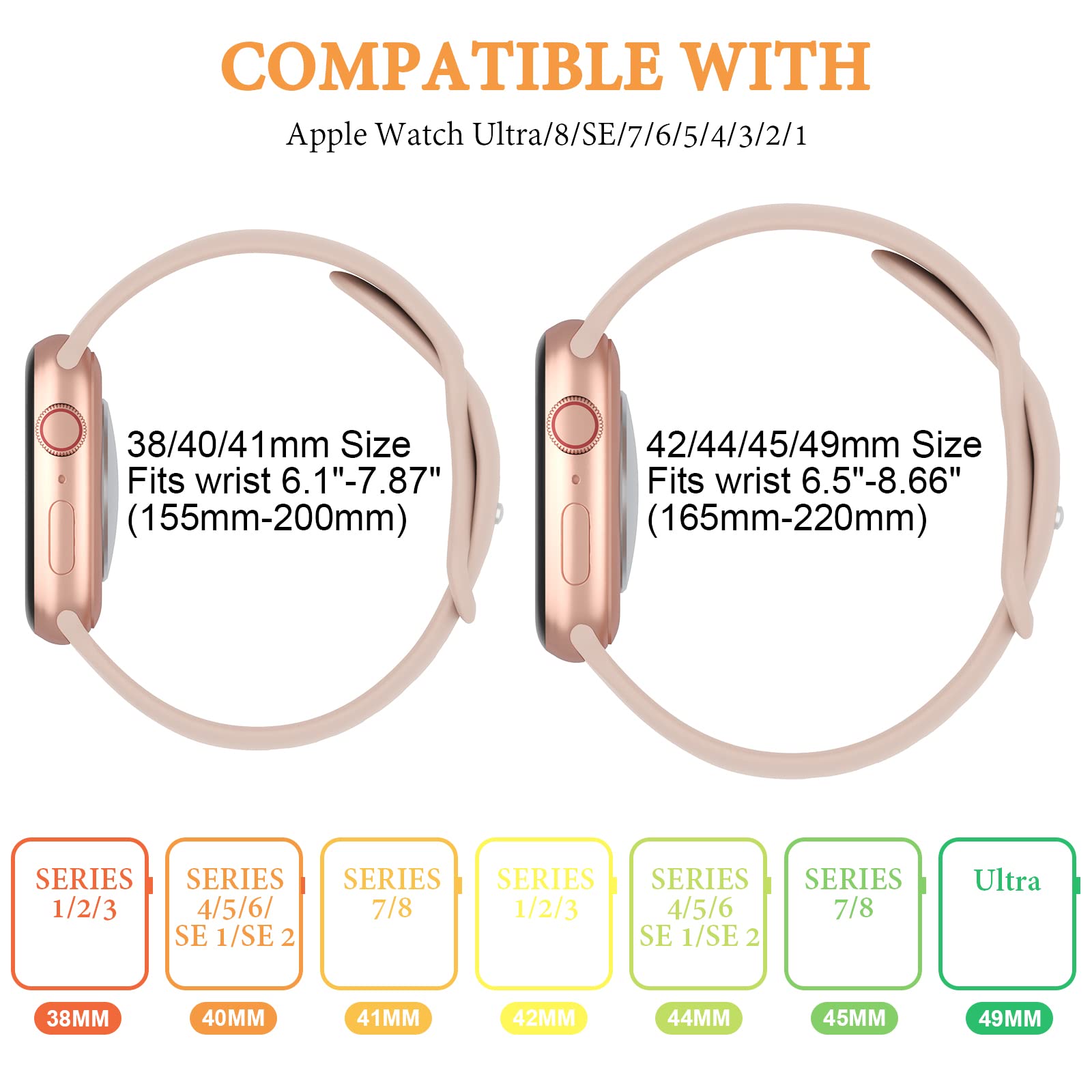 6 Pack Silicone Bands Compatible With Apple Watch Band 38Mm 40Mm 41Mm 42Mm 44Mm 45Mm 46Mm 49Mm Women Men, Soft Sport Strap Repla