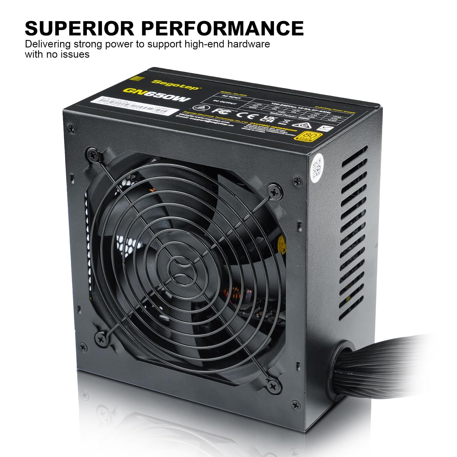 Segotep 650W 80 Plus Gold Certified Non Modular Atx Power Supply With 6+2 Pin Connectors Pfc Protection And Rohs Compliance, 120