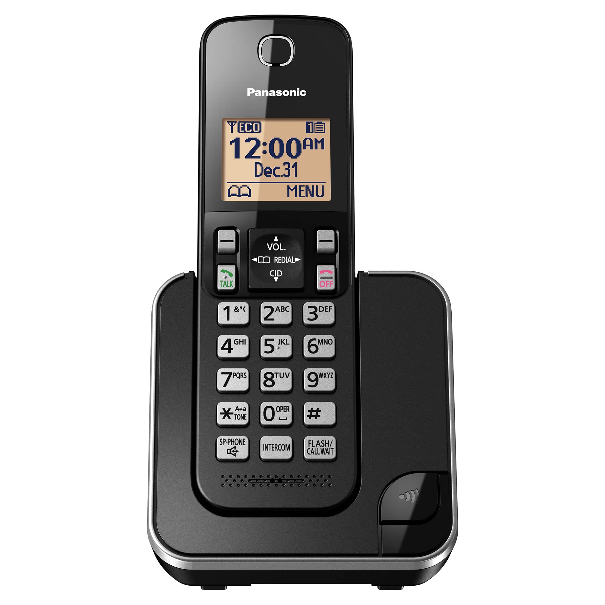 Panasonic Expandable Cordless Phone System With Amber Backlit Display And Call Block   1 Handset   Kx Tgc350B (Black)