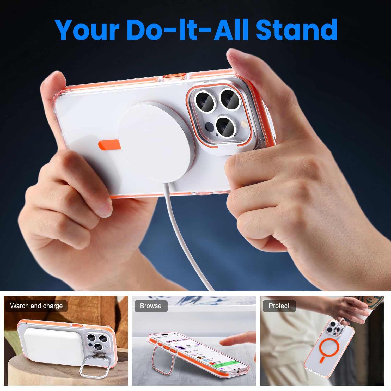 Yzoiko Strong Magnetic Case For Iphone 13 Pro Max [10Ft Military Grade Protection] Built In Camera Stand Phone Case, Compatible