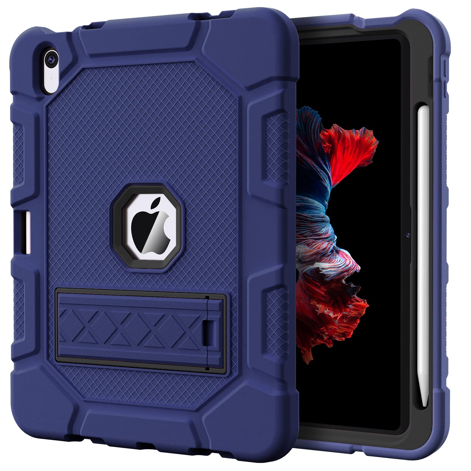 Azzsy Case For Ipad 10Th Generation 10.9 Inch 2022, [Built In Pencil Holder] Heavy Duty Shockproof Rugged Protective Case For Ip
