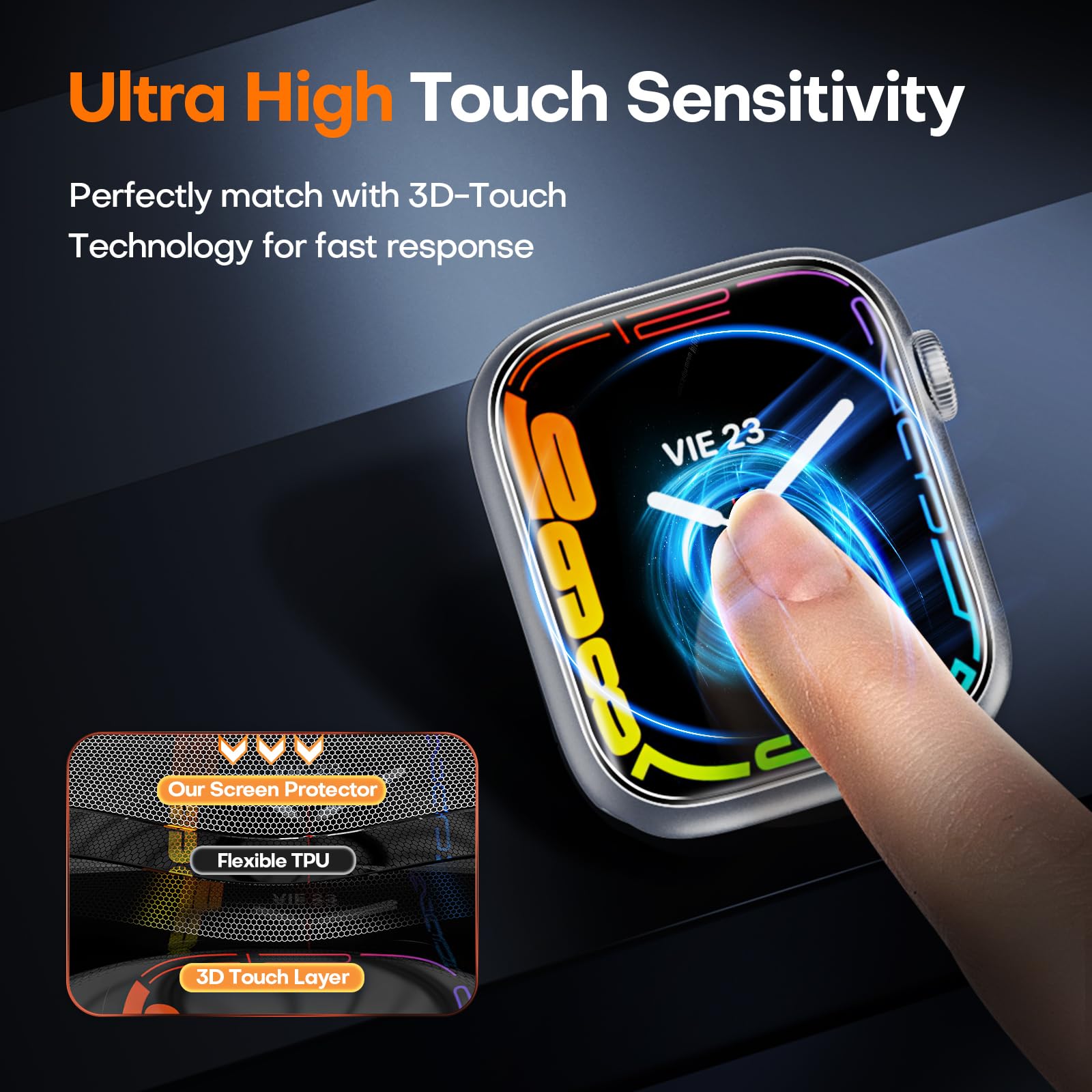 Tocol 6 Pack Apple Watch 45Mm Series 9/8/7 Screen Protector, Iwatch 45Mm(2023) [Hd Clear] [Scratch Resistant] [Bubble Free] [Eas