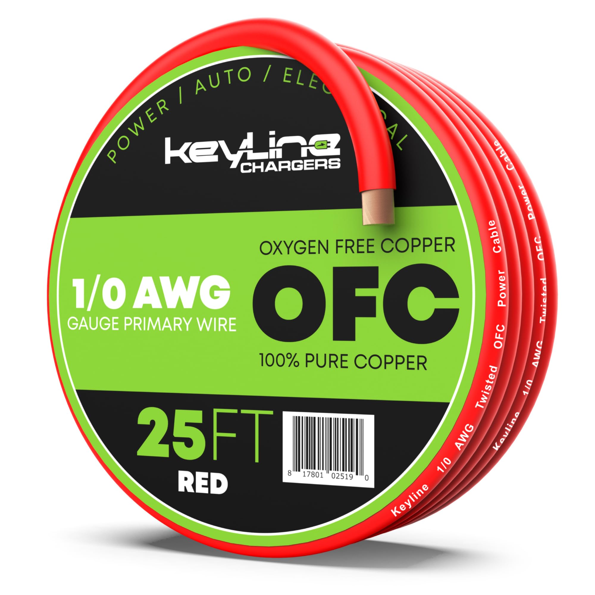 1/0 Awg Gauge Wire (25Ft) Red | Oxygen Free Copper (Ofc), Automotive Wire, Power/Ground, Battery Cable, True Spec Welding & Auto