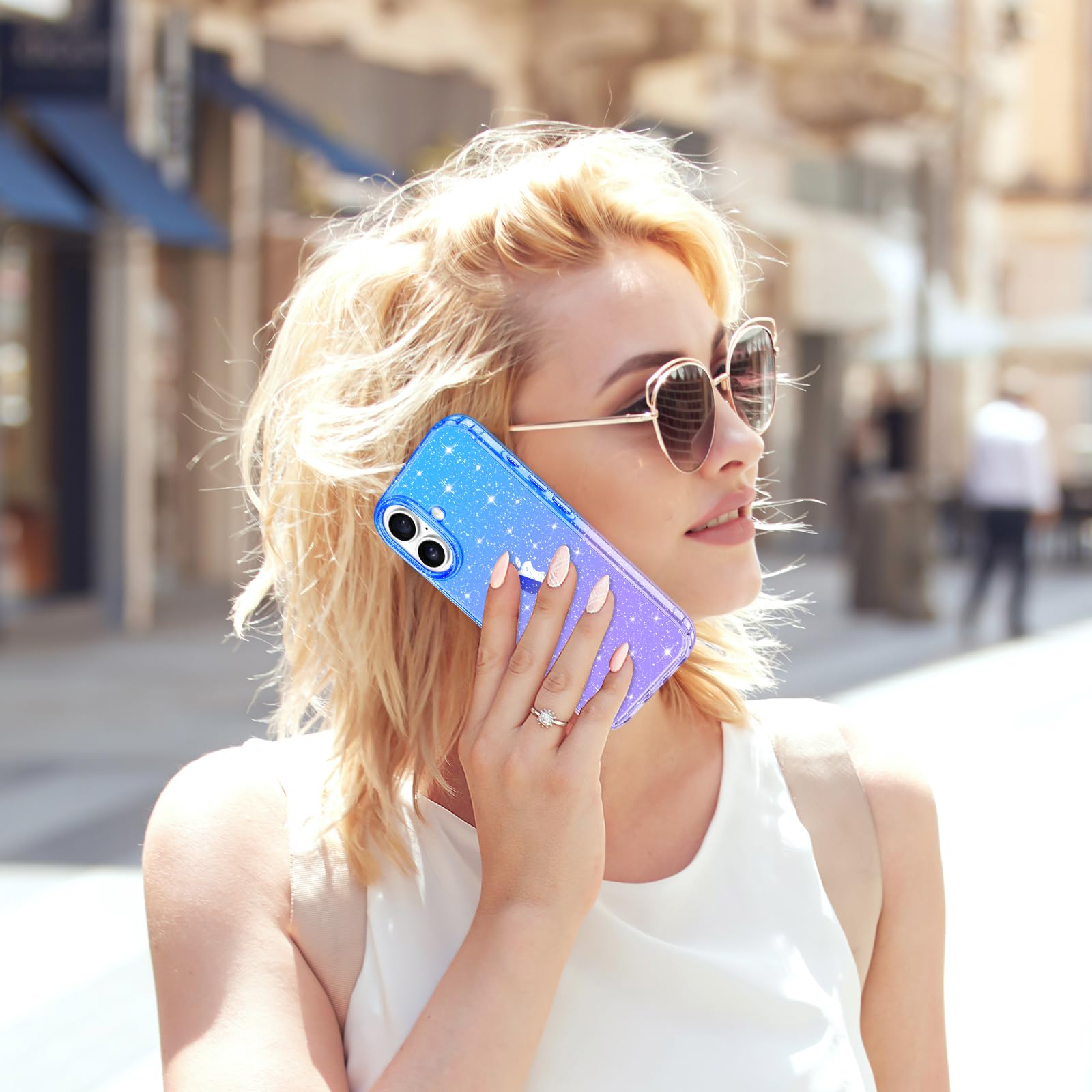 Hython Case For Iphone 16 Case Glitter, Clear Glitter Sparkly Shiny Bling Sparkle Cute Cover, Anti Scratch Soft Tpu Slim Fit Sho