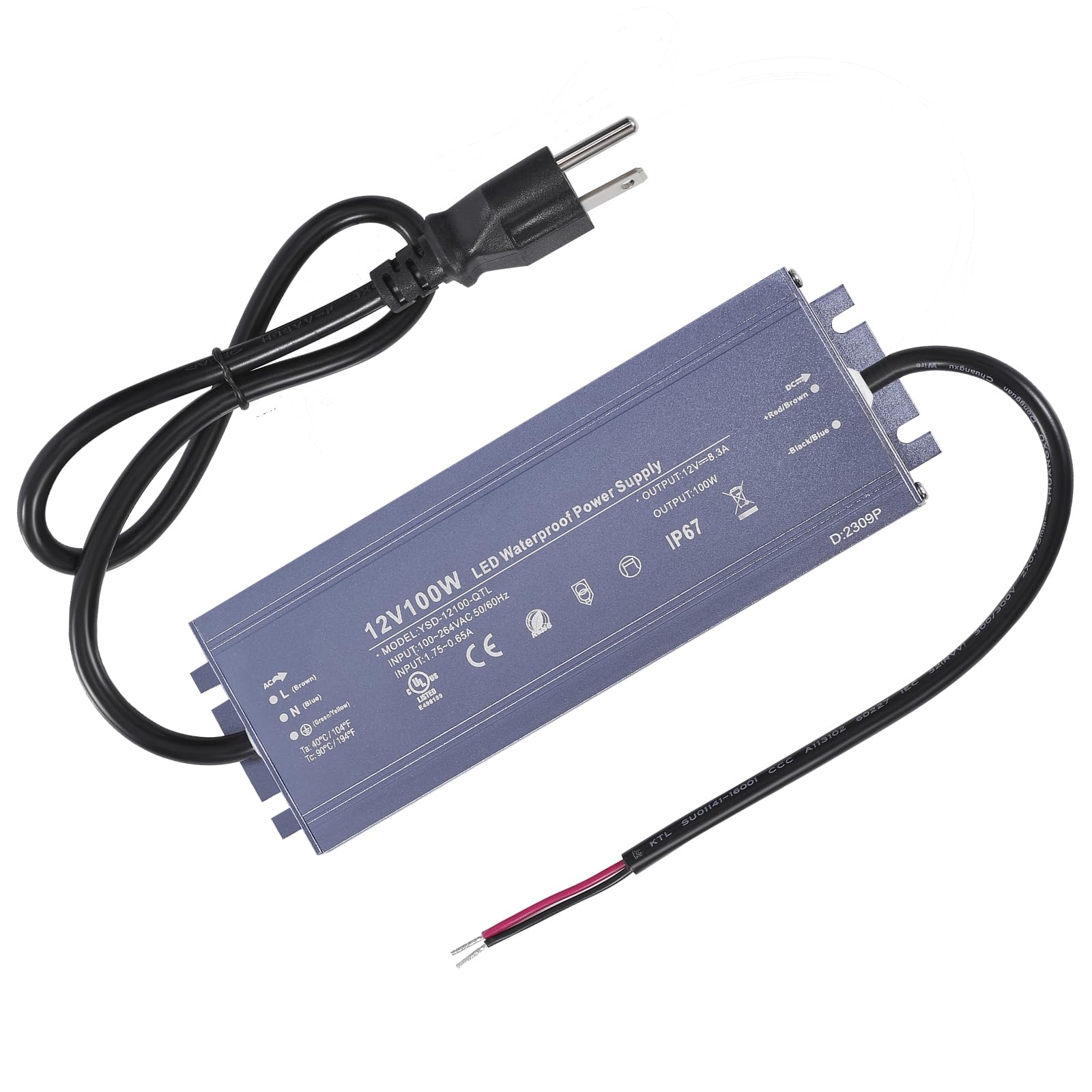 12V 100 Watts Led Driver Waterproof Ip67 Power Supply Transformer Ultra Thin Adapter Ac 100 264V To 12V Dc 8.3A Low Voltage Outp
