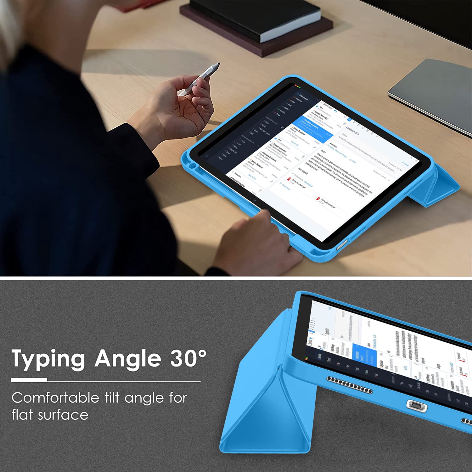 Zryxal New Ipad 10Th Generation Case 10.9 Inch 2022 With Pencil Holder, Smart Ipad Case With Soft Tpu Back [Support Auto Wake/Sl